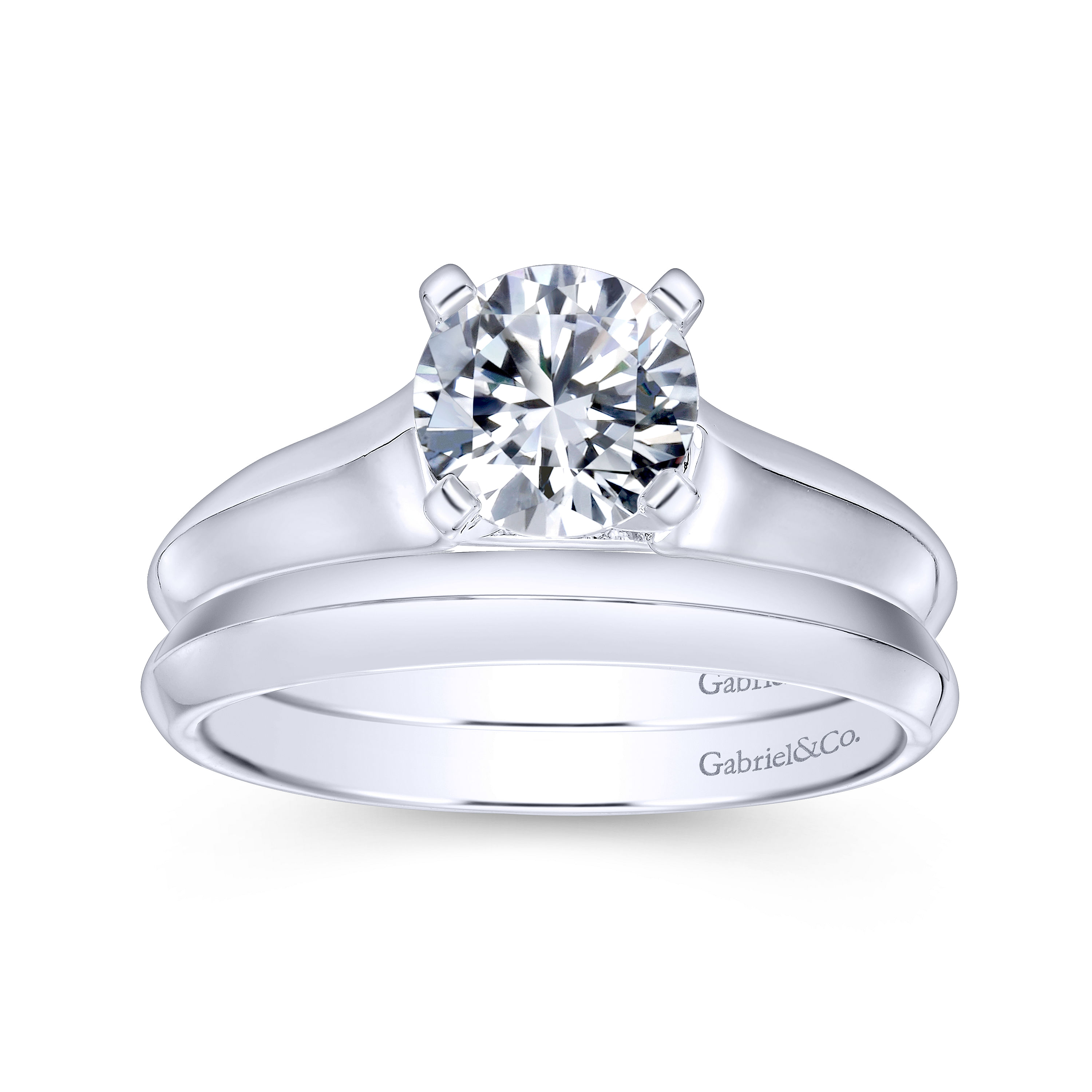 14k White Gold Solitaire Engagement Ring angle 4 14k White Gold Solitaire Engagement Ring angle 4