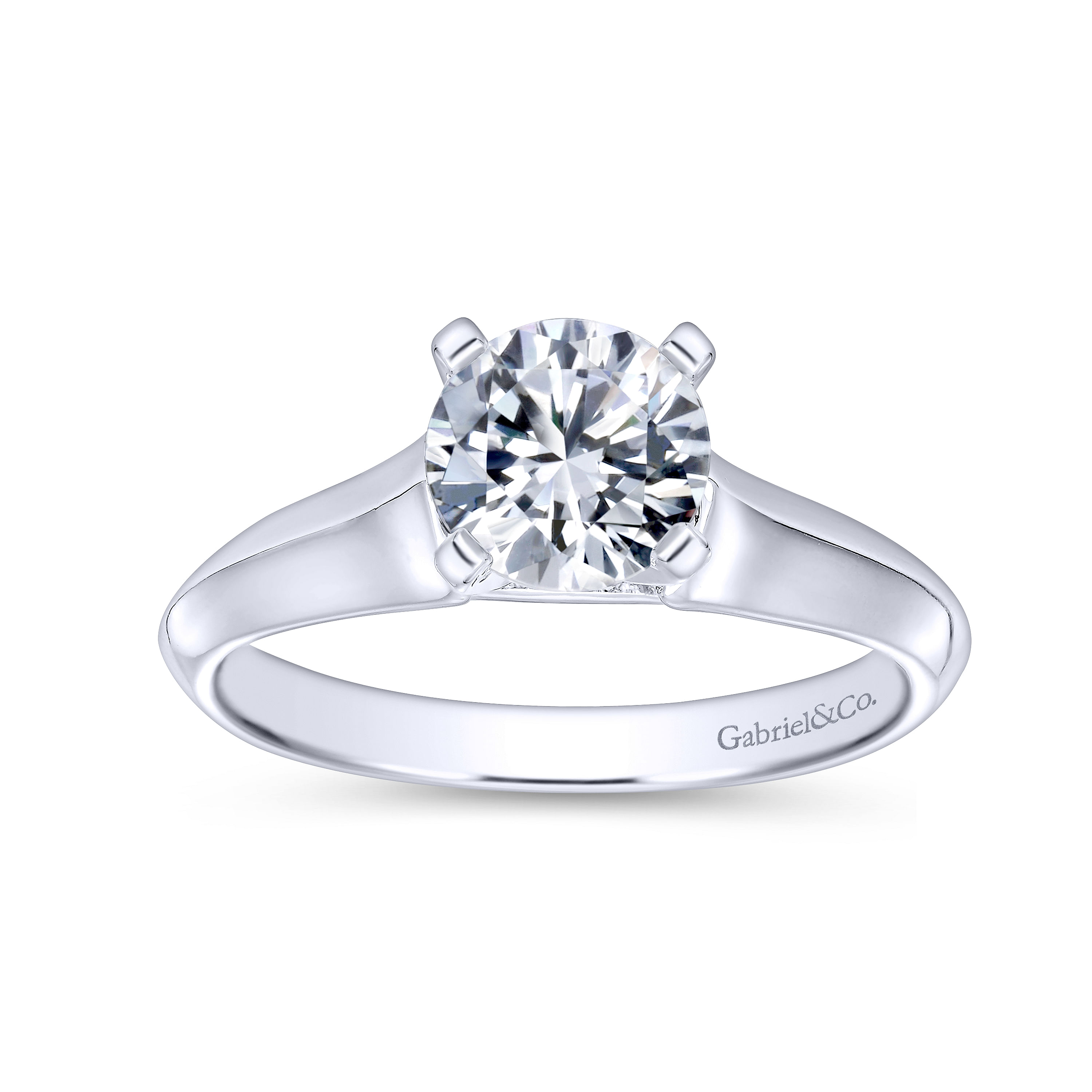 14k White Gold Solitaire Engagement Ring angle 5 14k White Gold Solitaire Engagement Ring angle 5