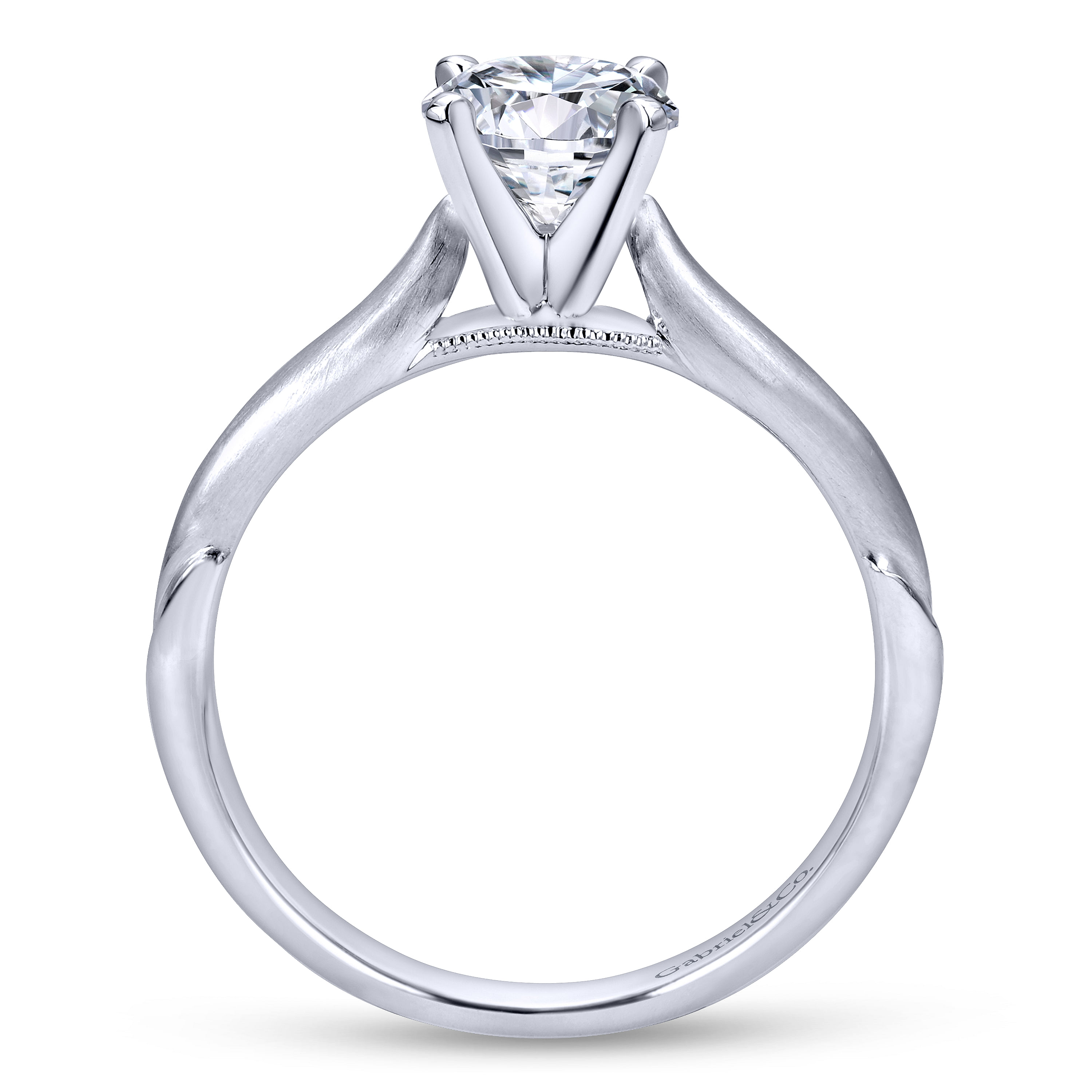 14k White Gold Solitaire Engagement Ring angle 2 14k White Gold Solitaire Engagement Ring angle 2