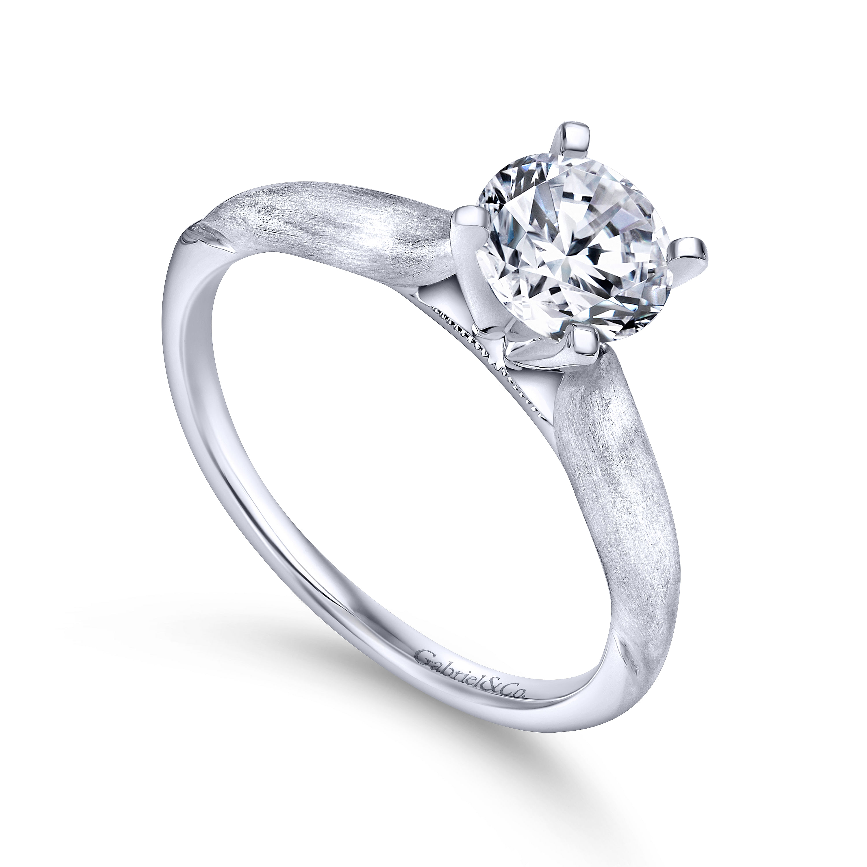 14k White Gold Solitaire Engagement Ring angle 3 14k White Gold Solitaire Engagement Ring angle 3