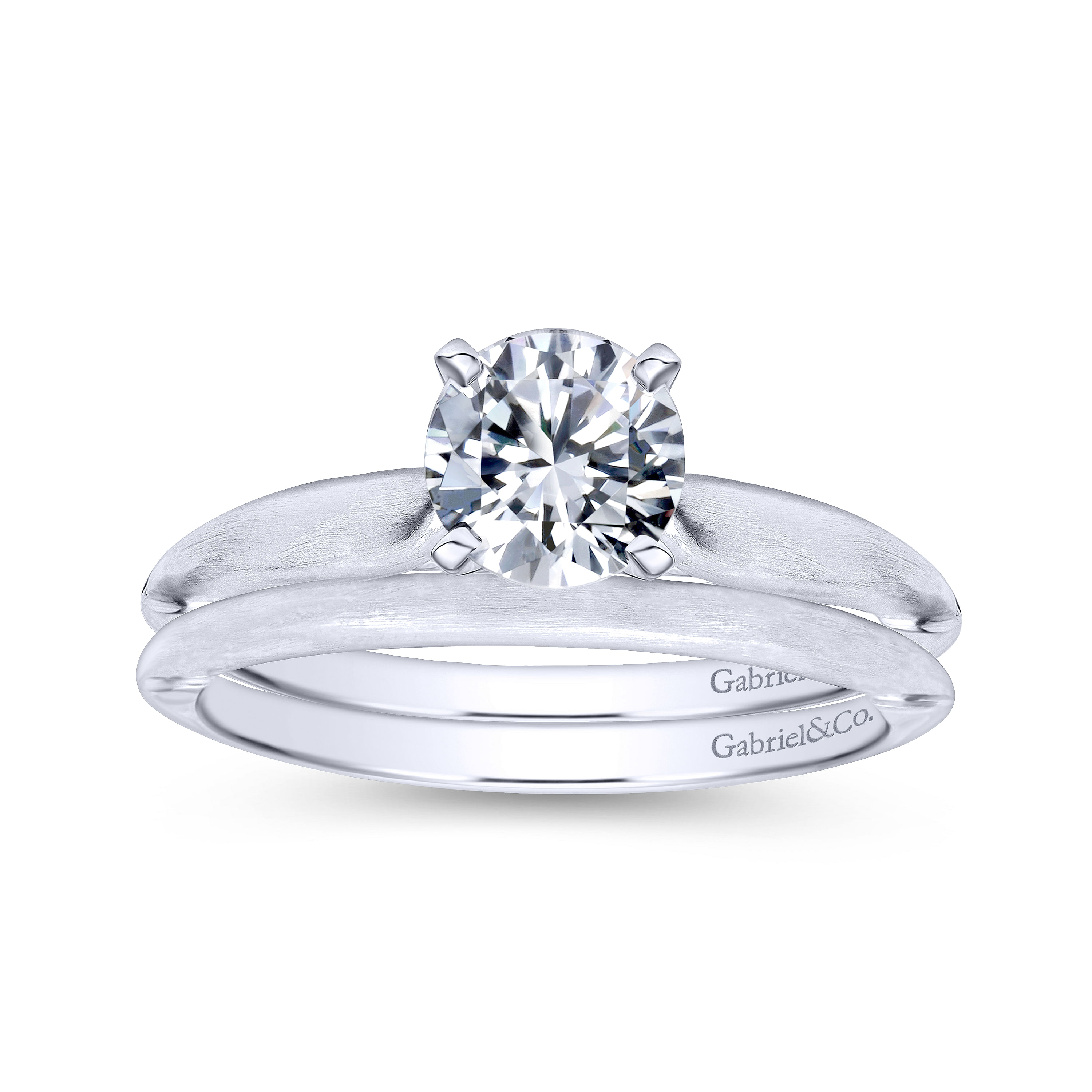 14k White Gold Solitaire Engagement Ring angle 4 14k White Gold Solitaire Engagement Ring angle 4