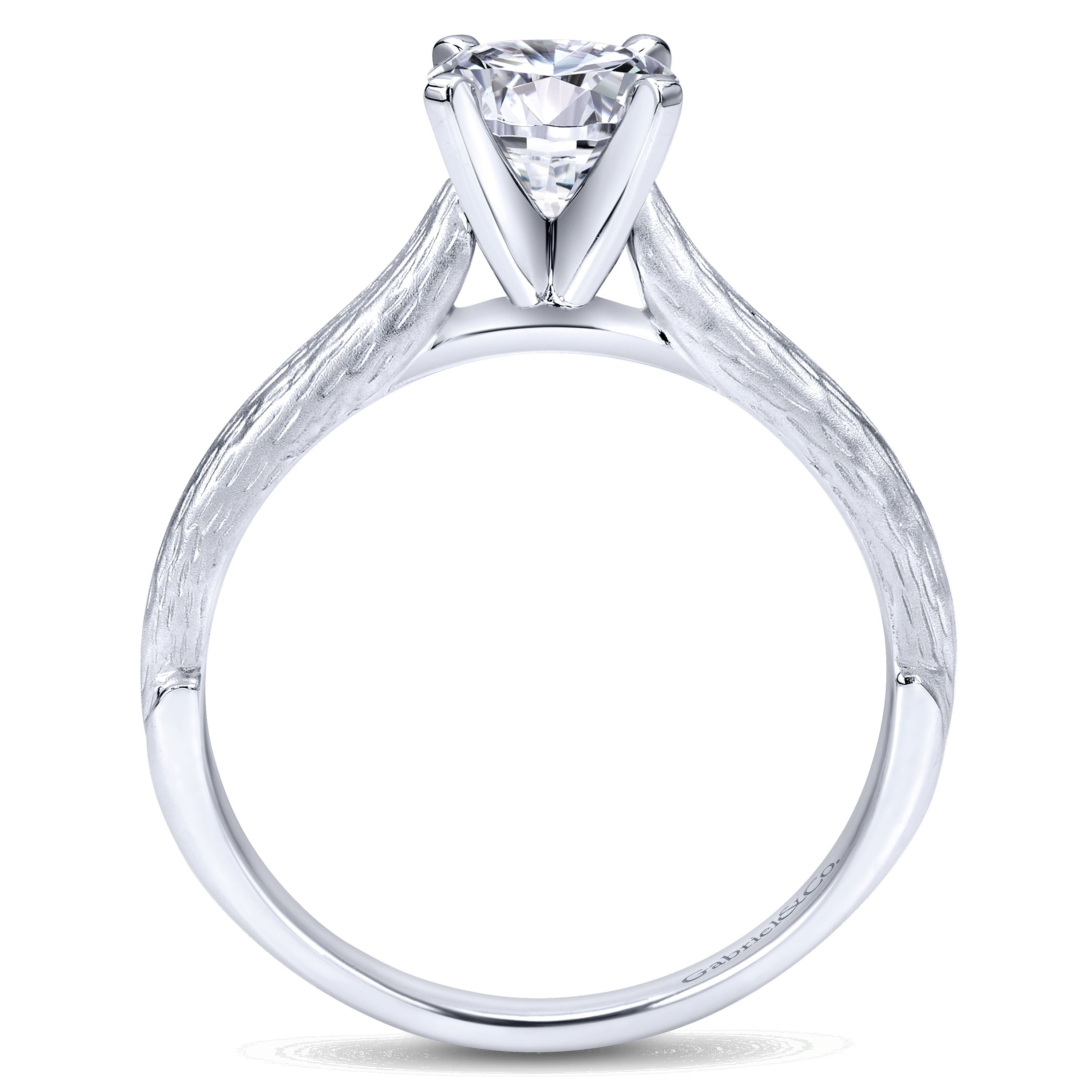 14k White Gold Solitaire Engagement Ring angle 2 14k White Gold Solitaire Engagement Ring angle 2