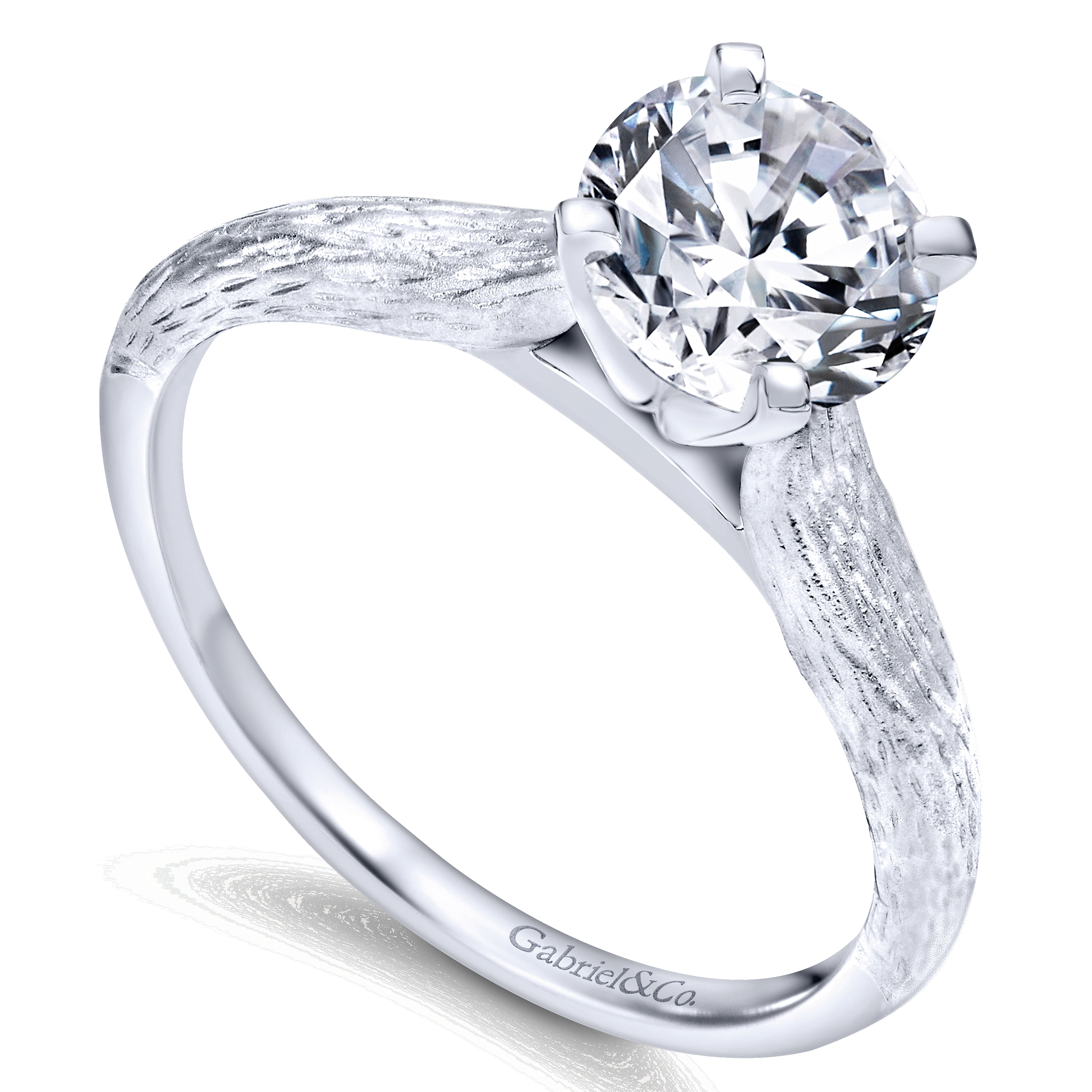 14k White Gold Solitaire Engagement Ring angle 3 14k White Gold Solitaire Engagement Ring angle 3