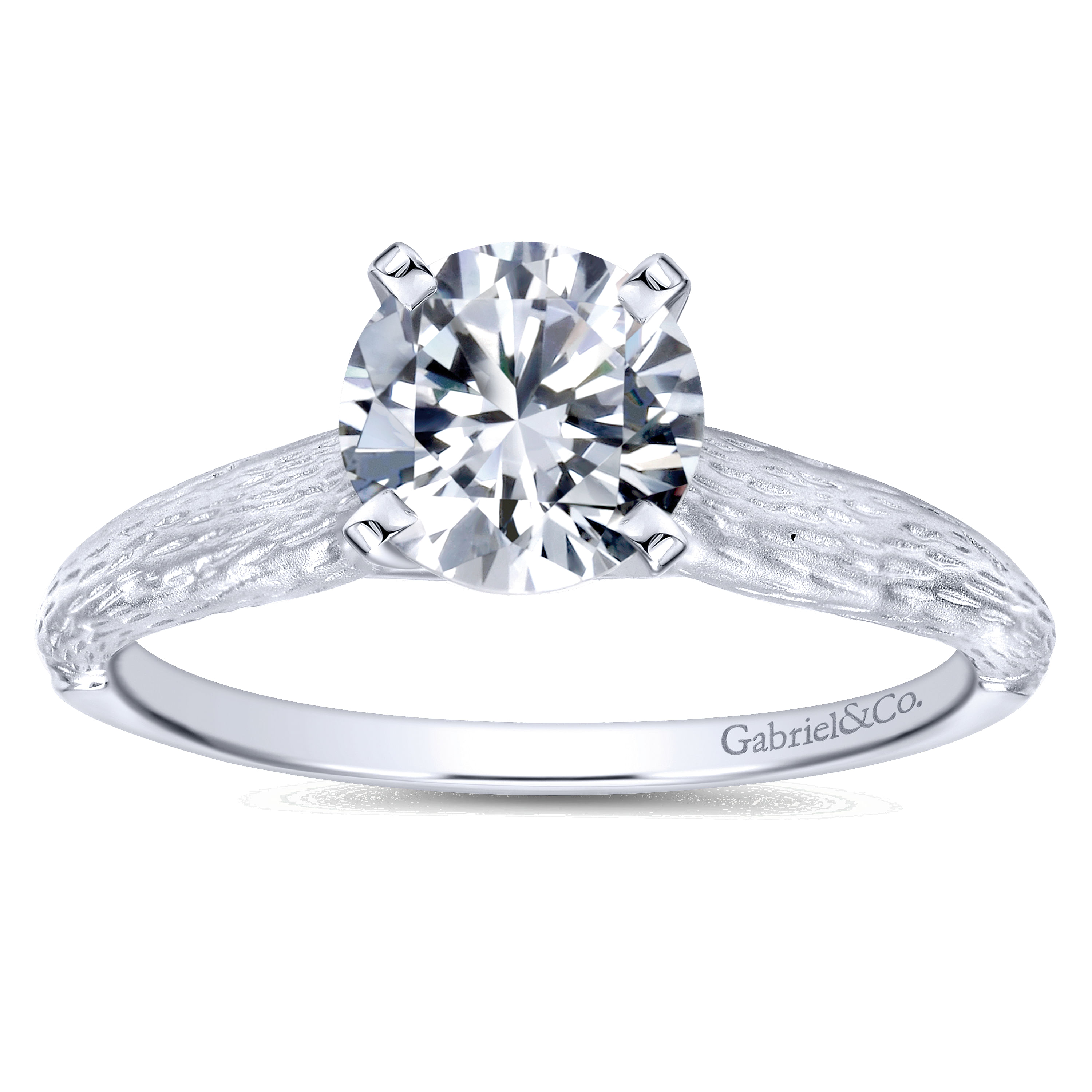 14k White Gold Solitaire Engagement Ring angle 5 14k White Gold Solitaire Engagement Ring angle 5