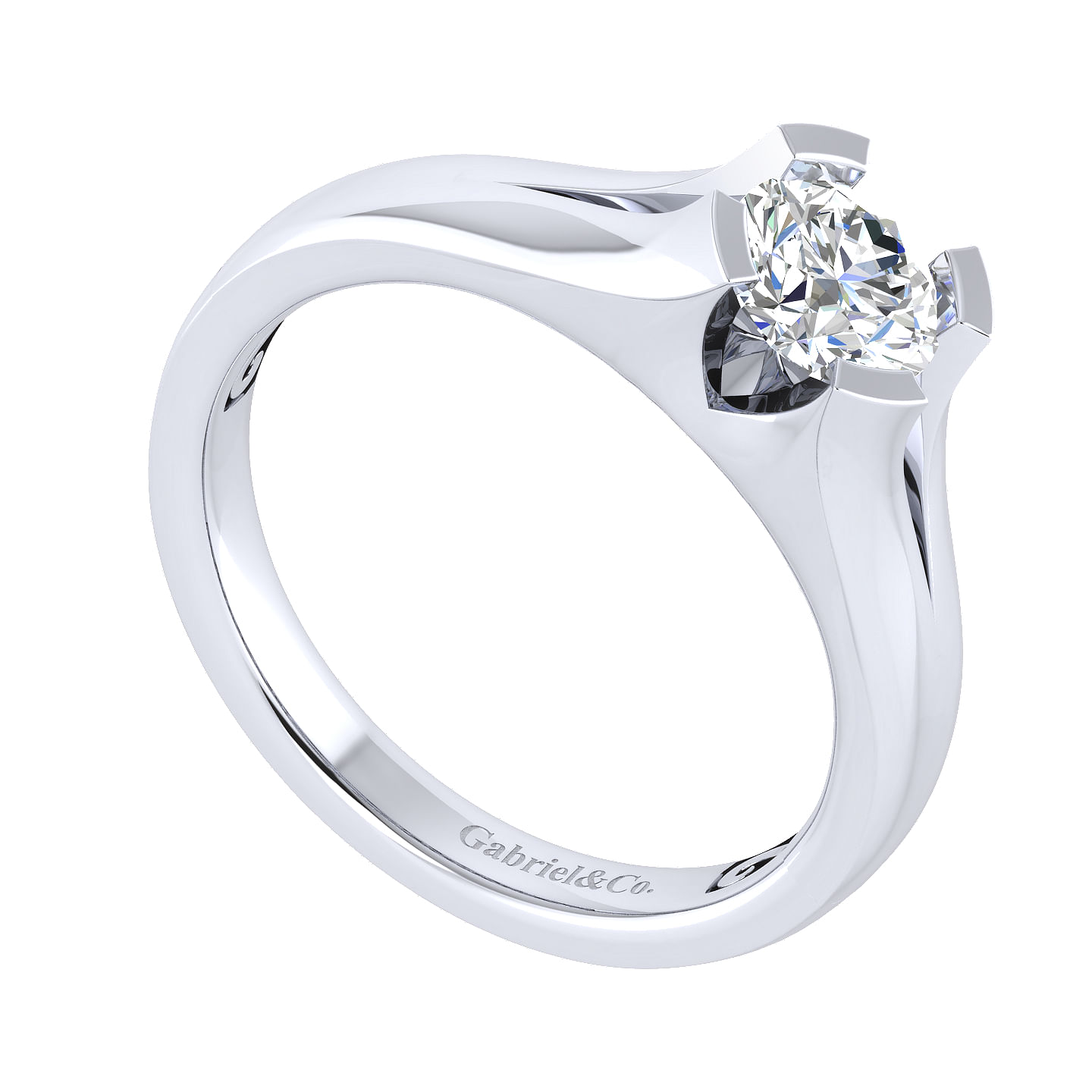 14k White Gold Solitaire Engagement Ring angle 3 14k White Gold Solitaire Engagement Ring angle 3