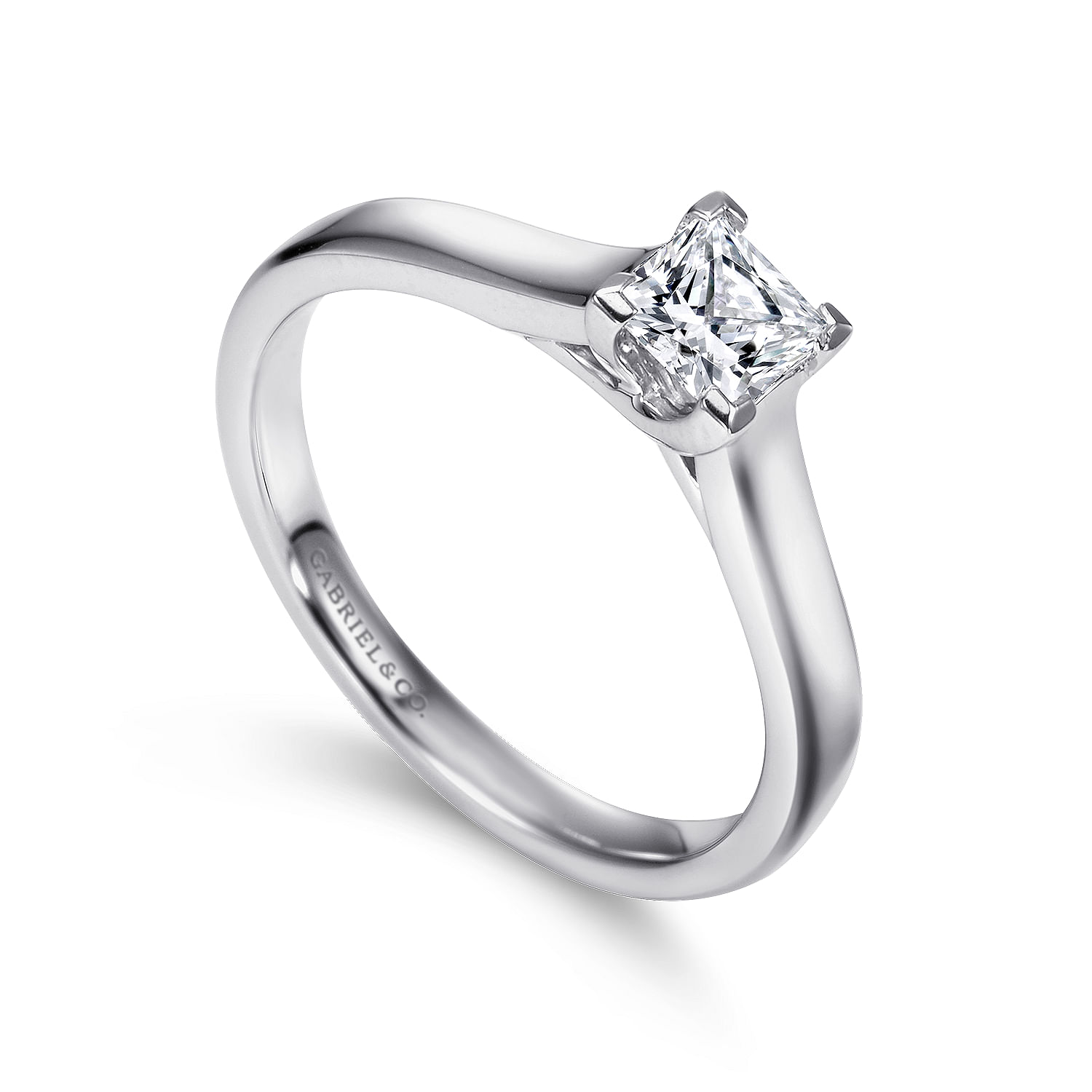 14k White Gold Solitaire Engagement Ring angle 3 14k White Gold Solitaire Engagement Ring angle 3