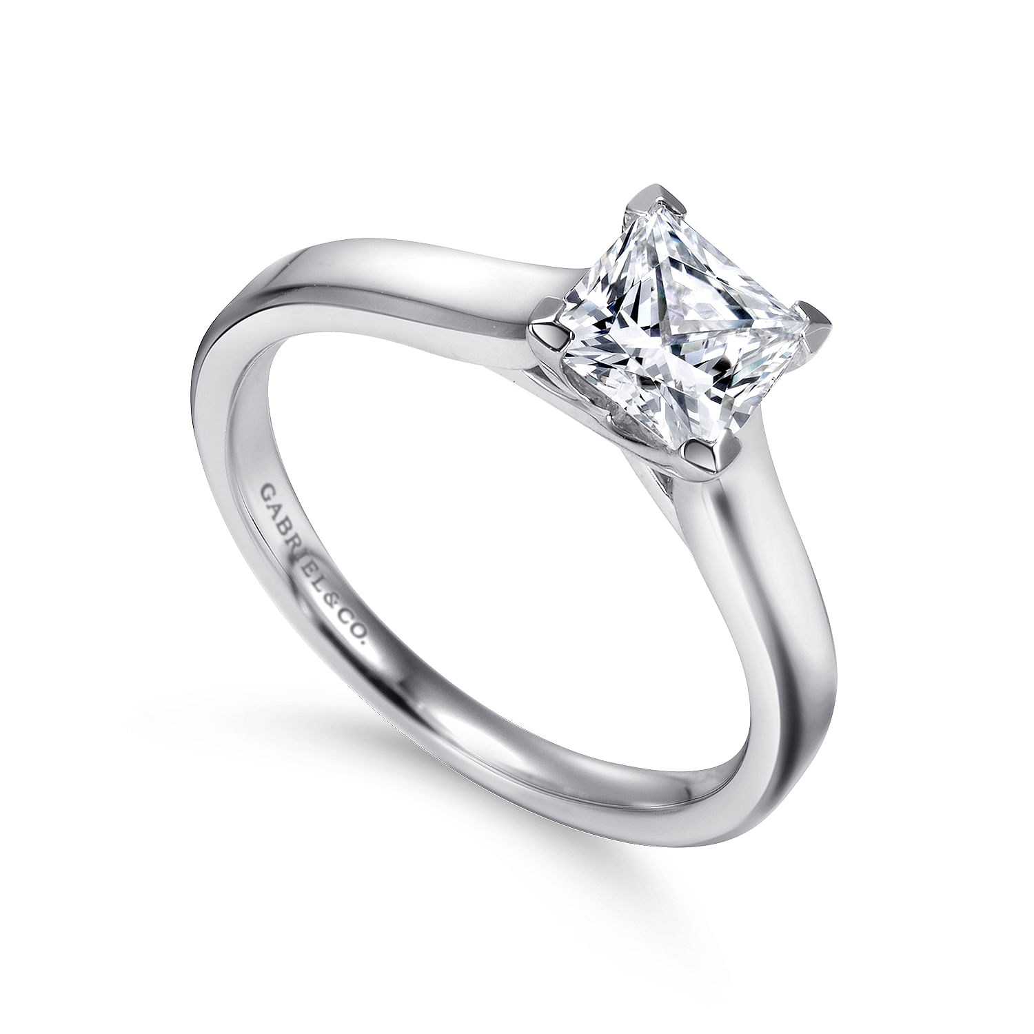 14k White Gold Solitaire Engagement Ring angle 3 14k White Gold Solitaire Engagement Ring angle 3