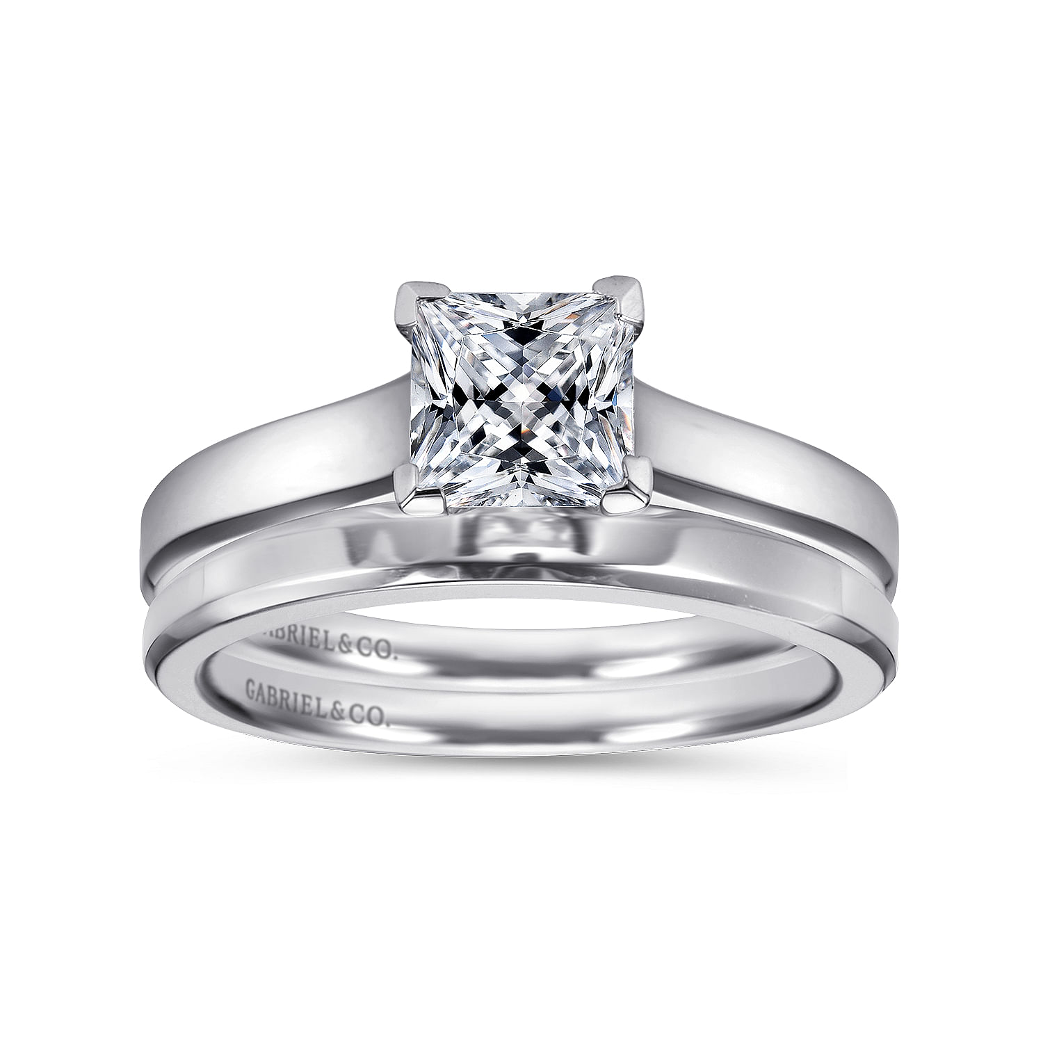 14k White Gold Solitaire Engagement Ring angle 4 14k White Gold Solitaire Engagement Ring angle 4