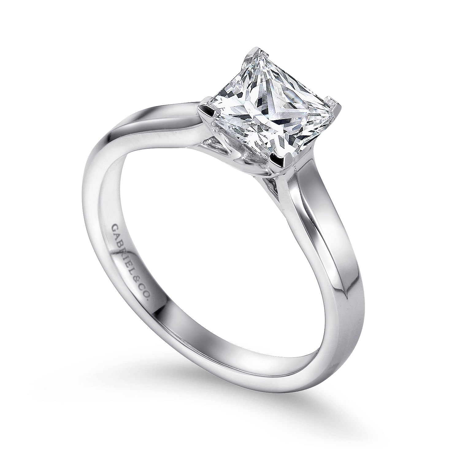 14k White Gold Solitaire Engagement Ring angle 3 14k White Gold Solitaire Engagement Ring angle 3