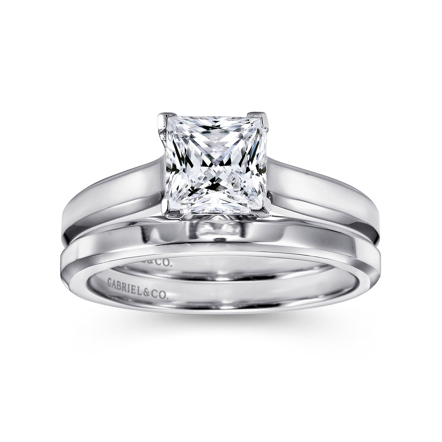 14k White Gold Solitaire Engagement Ring angle 4 14k White Gold Solitaire Engagement Ring angle 4