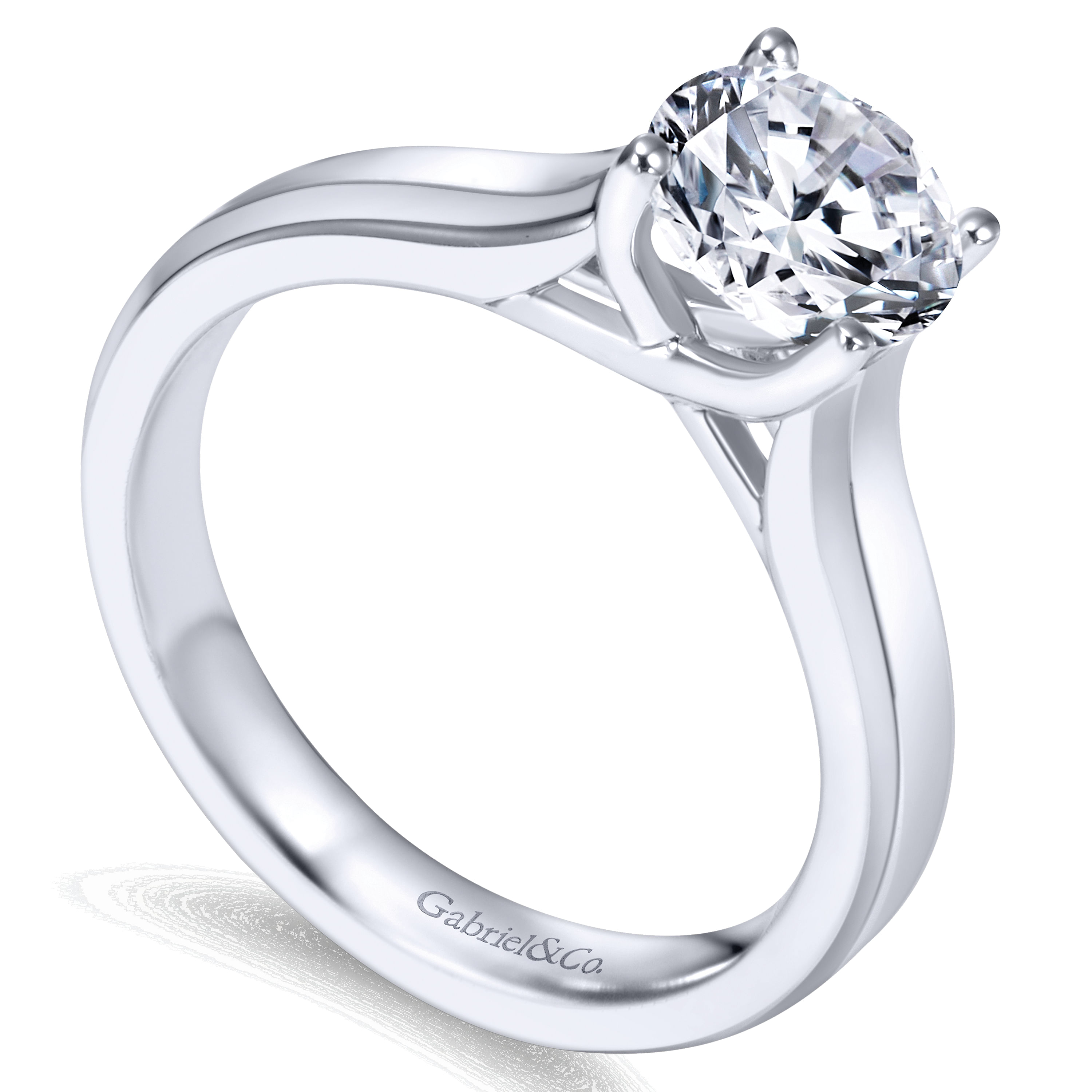 14k White Gold Solitaire Engagement Ring angle 3 14k White Gold Solitaire Engagement Ring angle 3