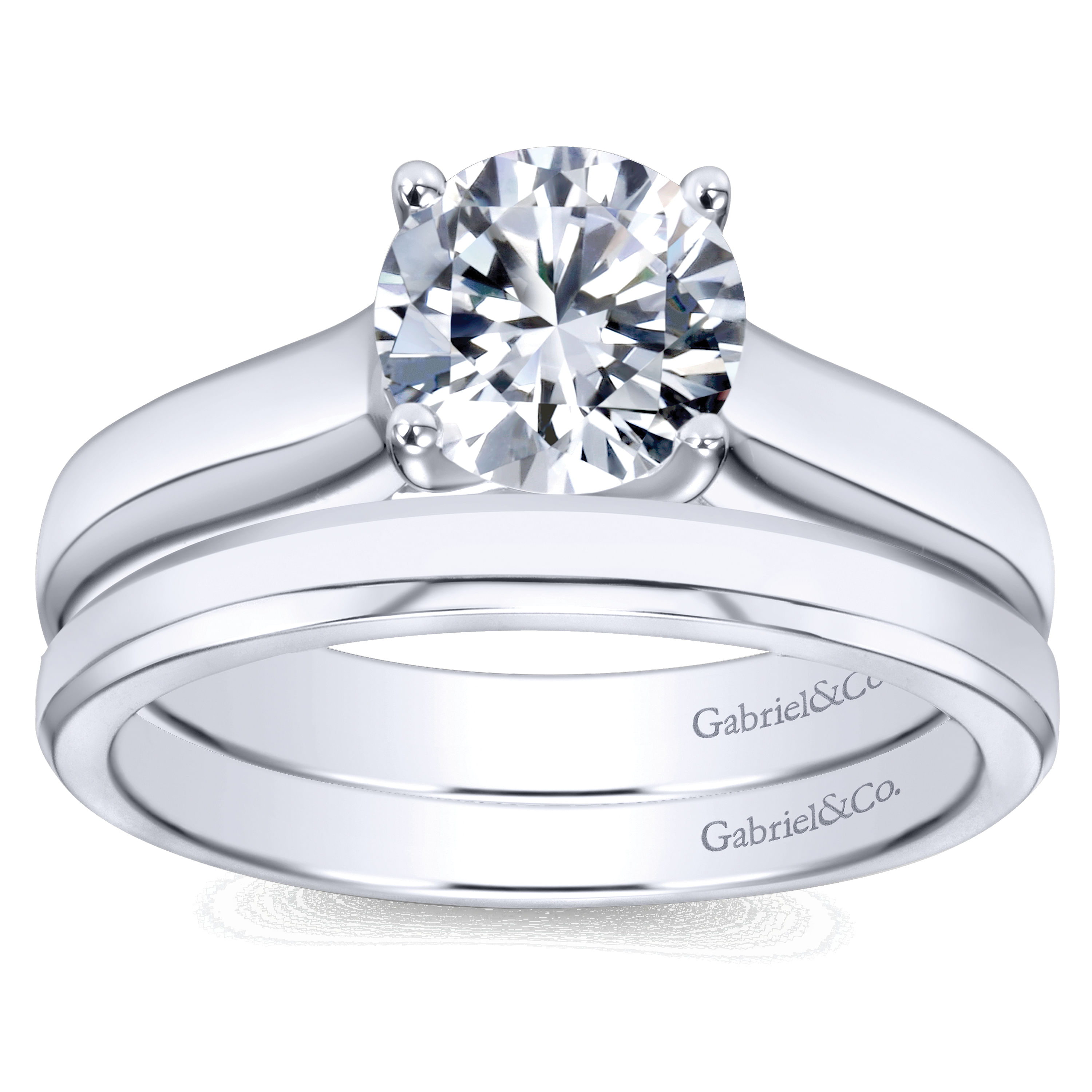 14k White Gold Solitaire Engagement Ring angle 4 14k White Gold Solitaire Engagement Ring angle 4