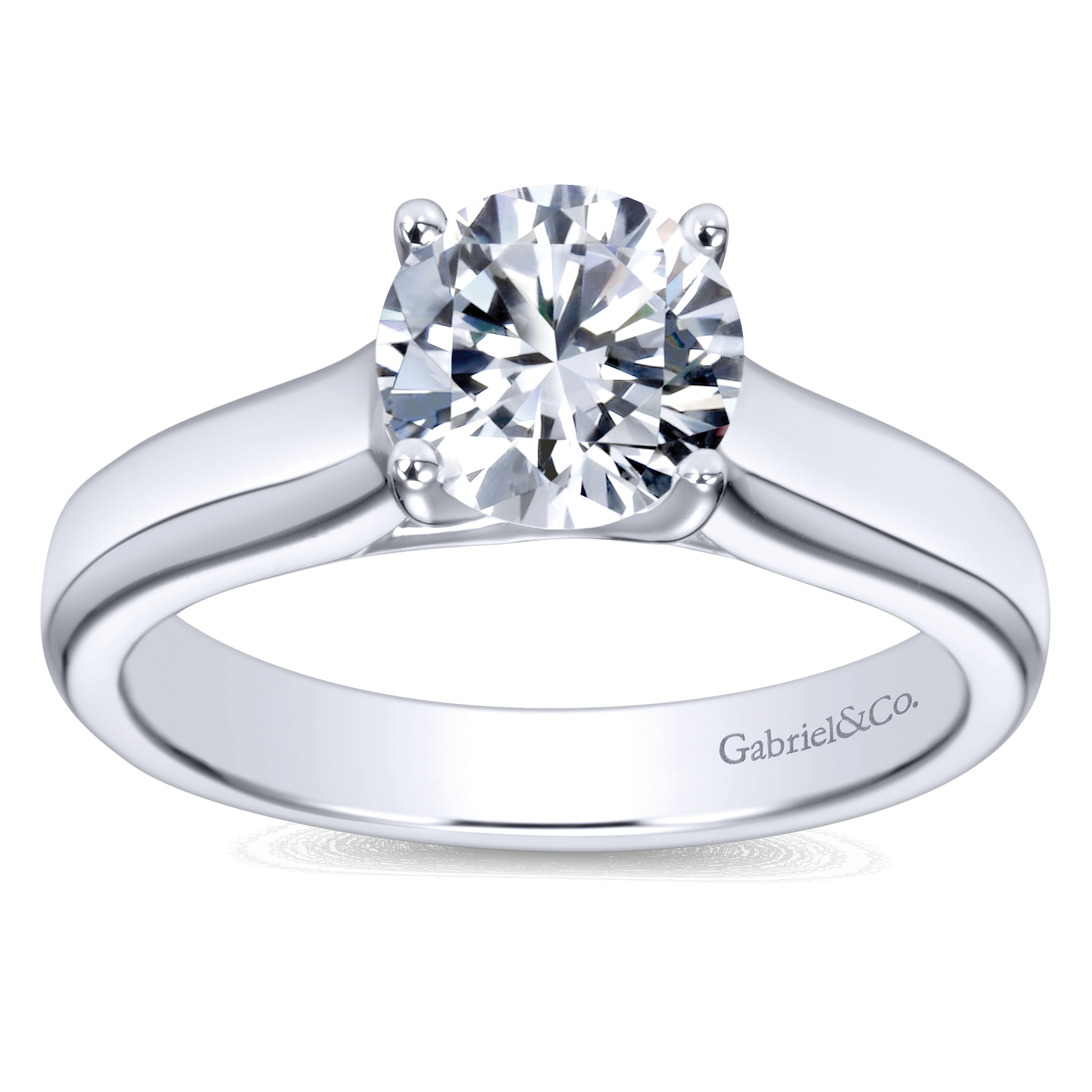 14k White Gold Solitaire Engagement Ring angle 5 14k White Gold Solitaire Engagement Ring angle 5