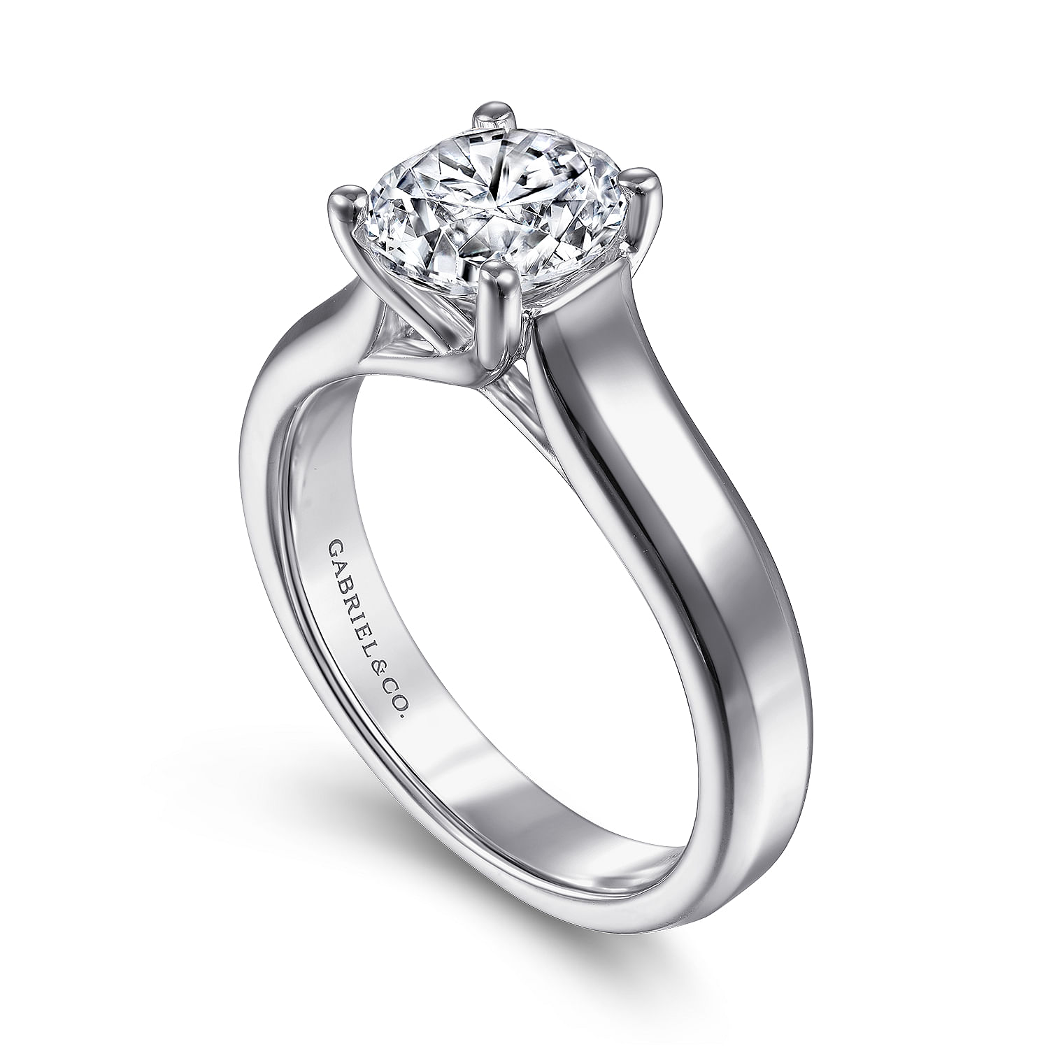 14k White Gold Solitaire Engagement Ring angle 3 14k White Gold Solitaire Engagement Ring angle 3
