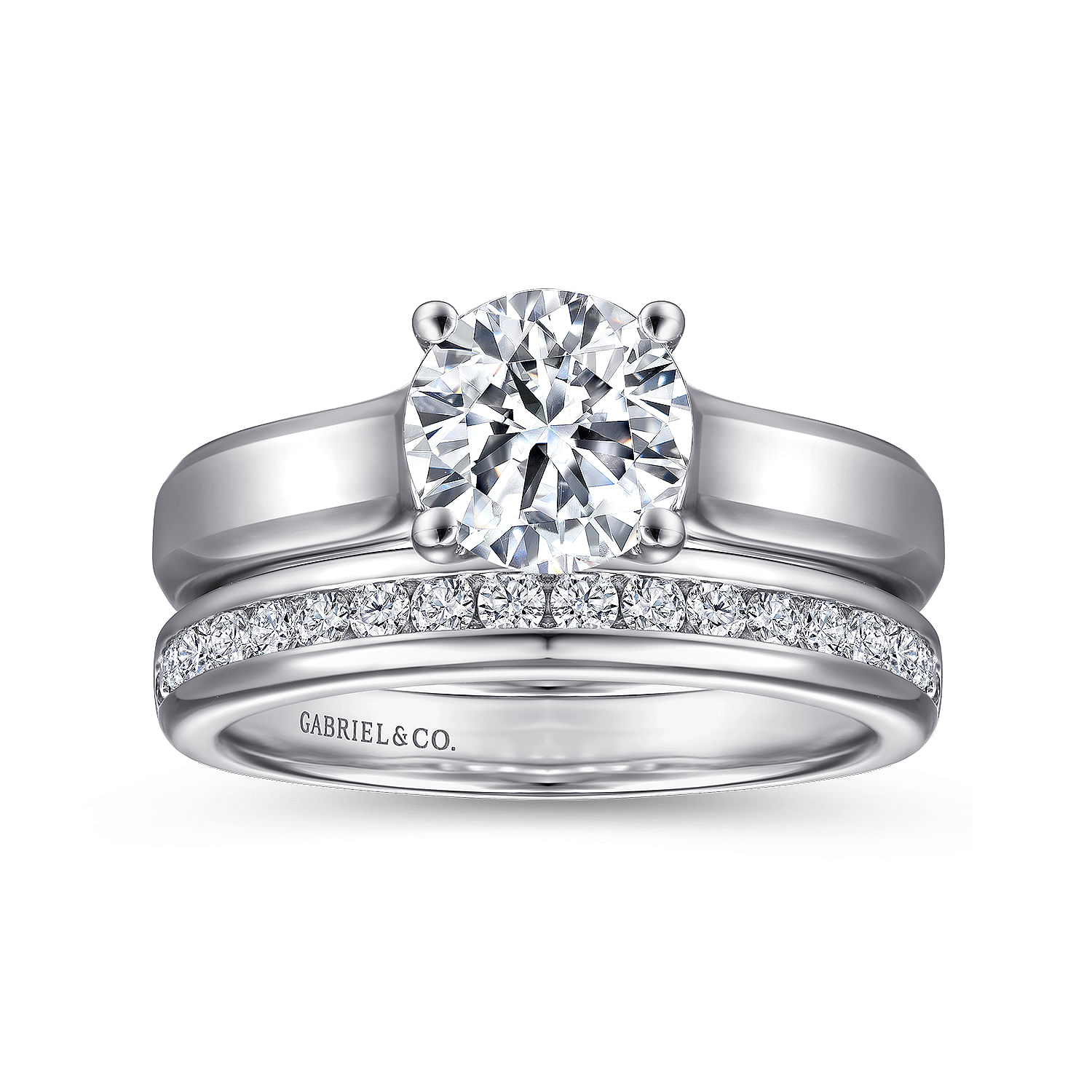 14k White Gold Solitaire Engagement Ring angle 4 14k White Gold Solitaire Engagement Ring angle 4