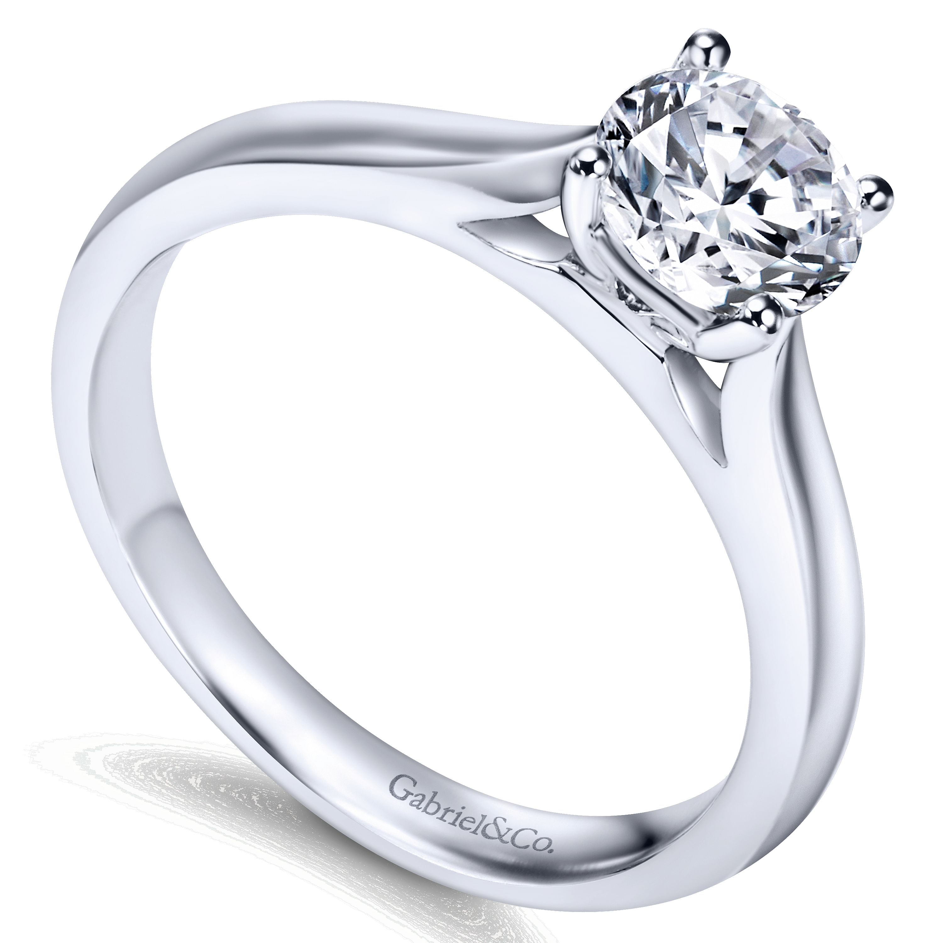 14k White Gold Solitaire Engagement Ring angle 3 14k White Gold Solitaire Engagement Ring angle 3