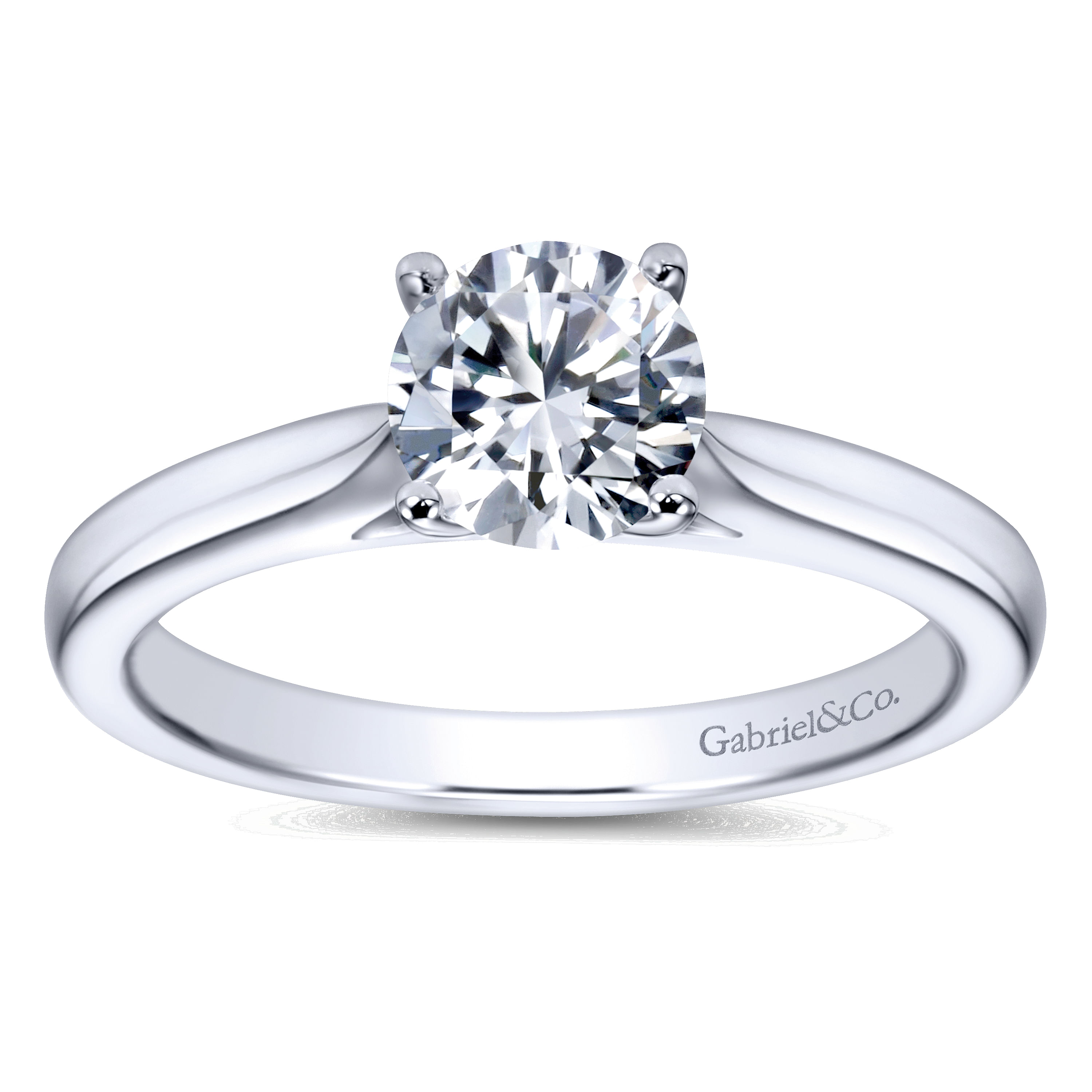 14k White Gold Solitaire Engagement Ring angle 5 14k White Gold Solitaire Engagement Ring angle 5