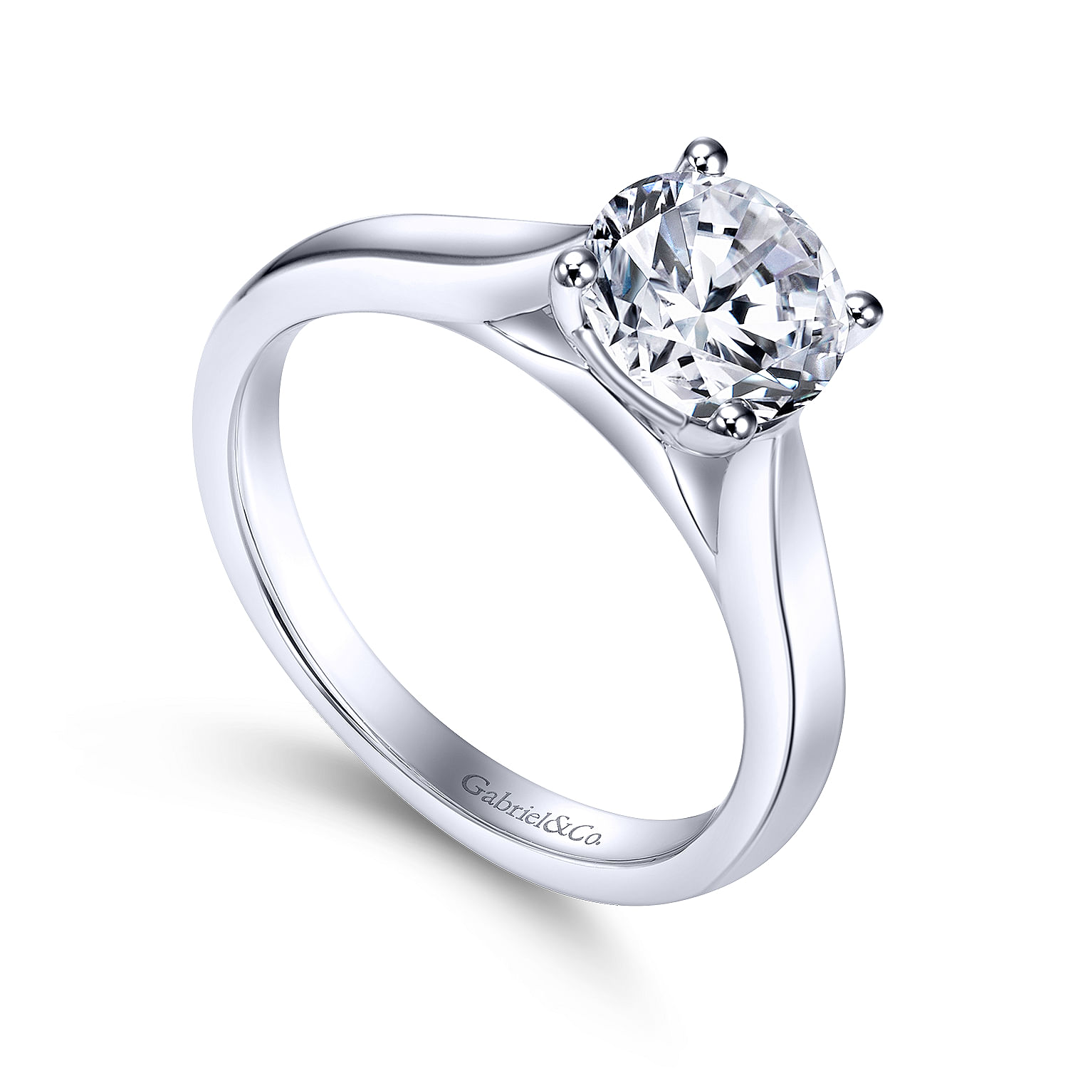 14k White Gold Solitaire Engagement Ring angle 3 14k White Gold Solitaire Engagement Ring angle 3