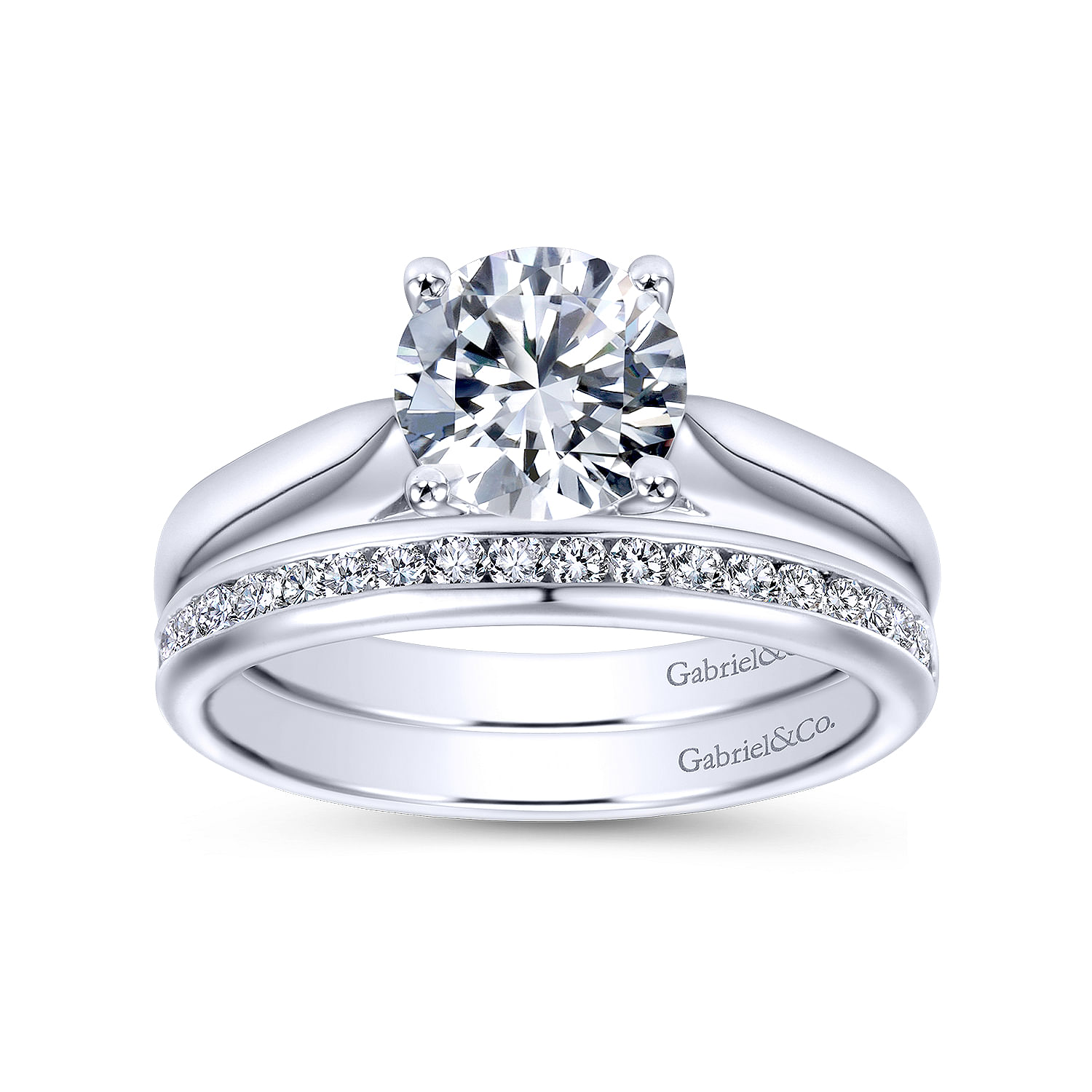 14k White Gold Solitaire Engagement Ring angle 4 14k White Gold Solitaire Engagement Ring angle 4