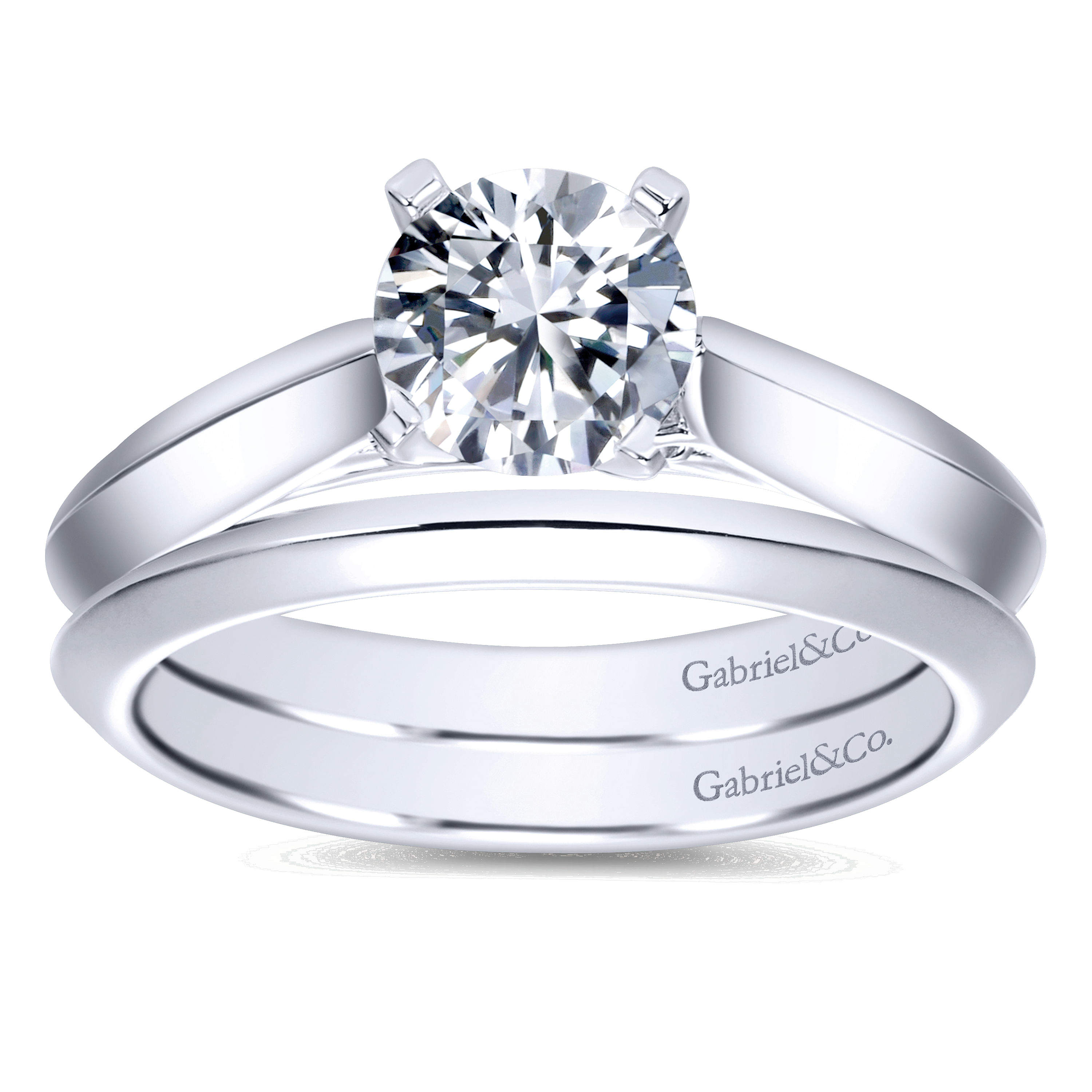 14k White Gold Solitaire Engagement Ring angle 4 14k White Gold Solitaire Engagement Ring angle 4