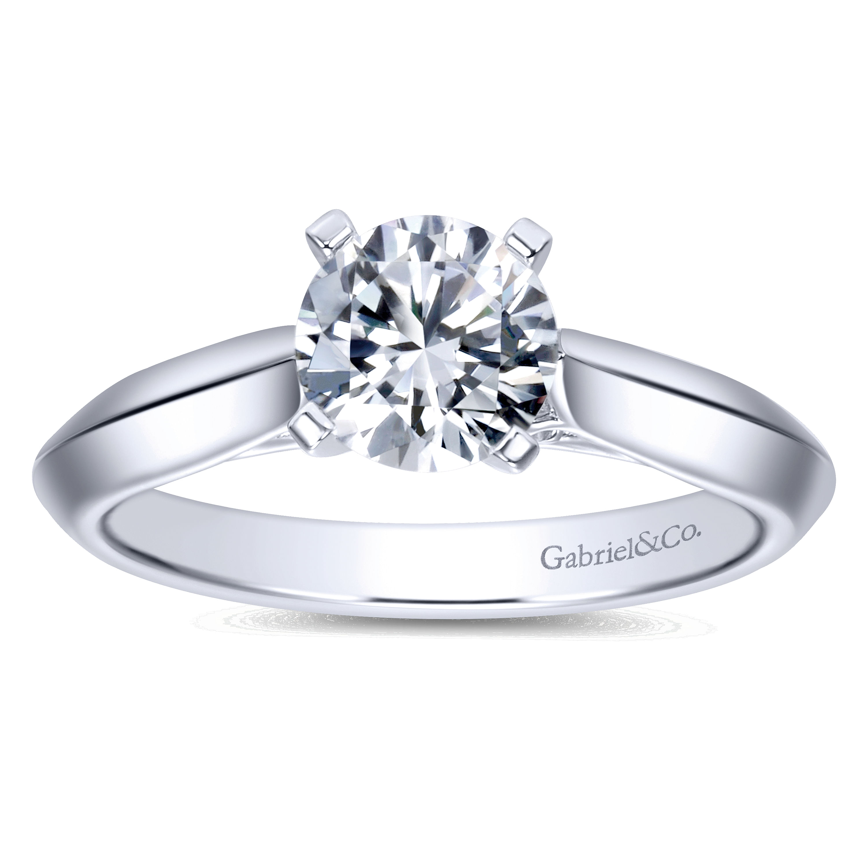 14k White Gold Solitaire Engagement Ring angle 5 14k White Gold Solitaire Engagement Ring angle 5