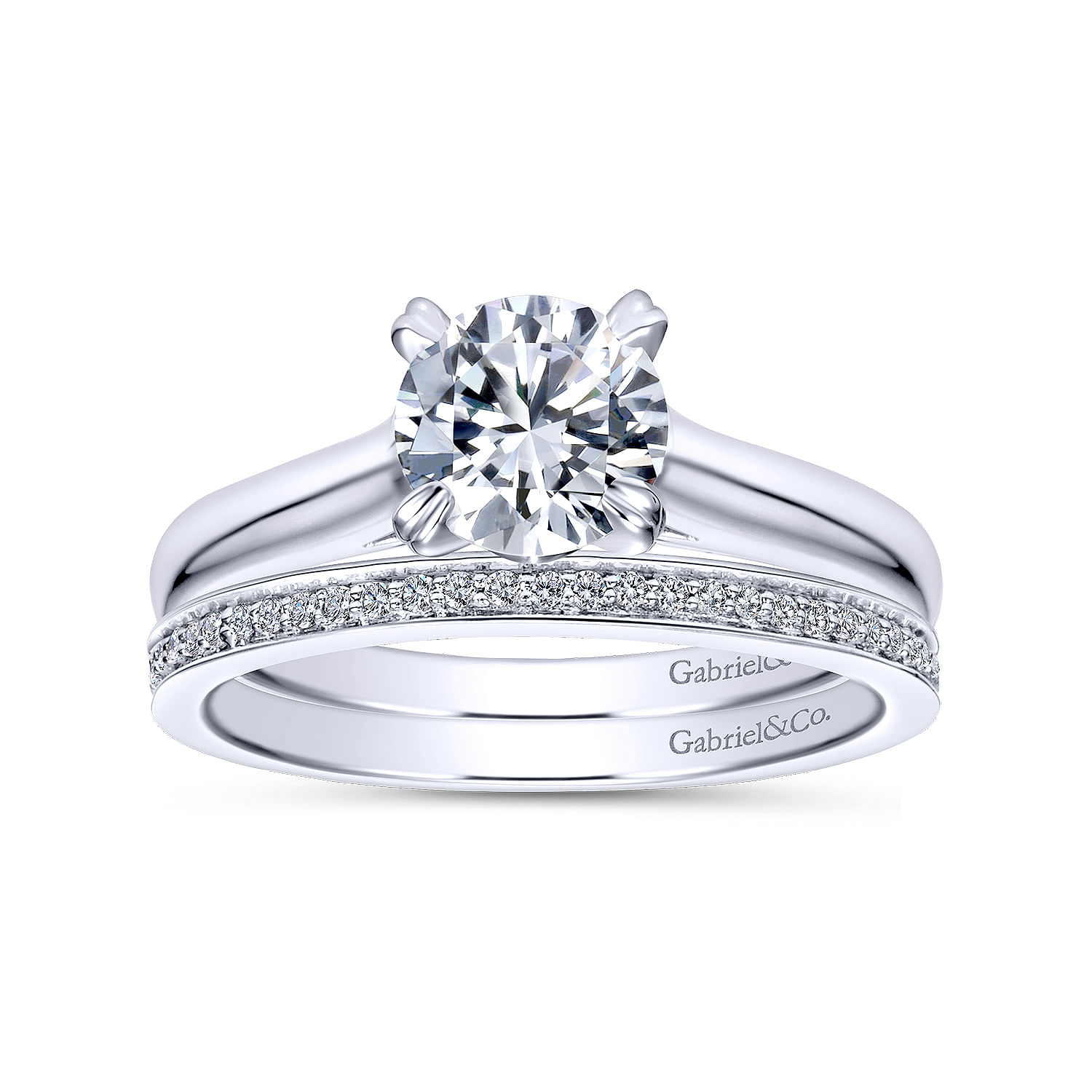 14k White Gold Solitaire Engagement Ring angle 4 14k White Gold Solitaire Engagement Ring angle 4