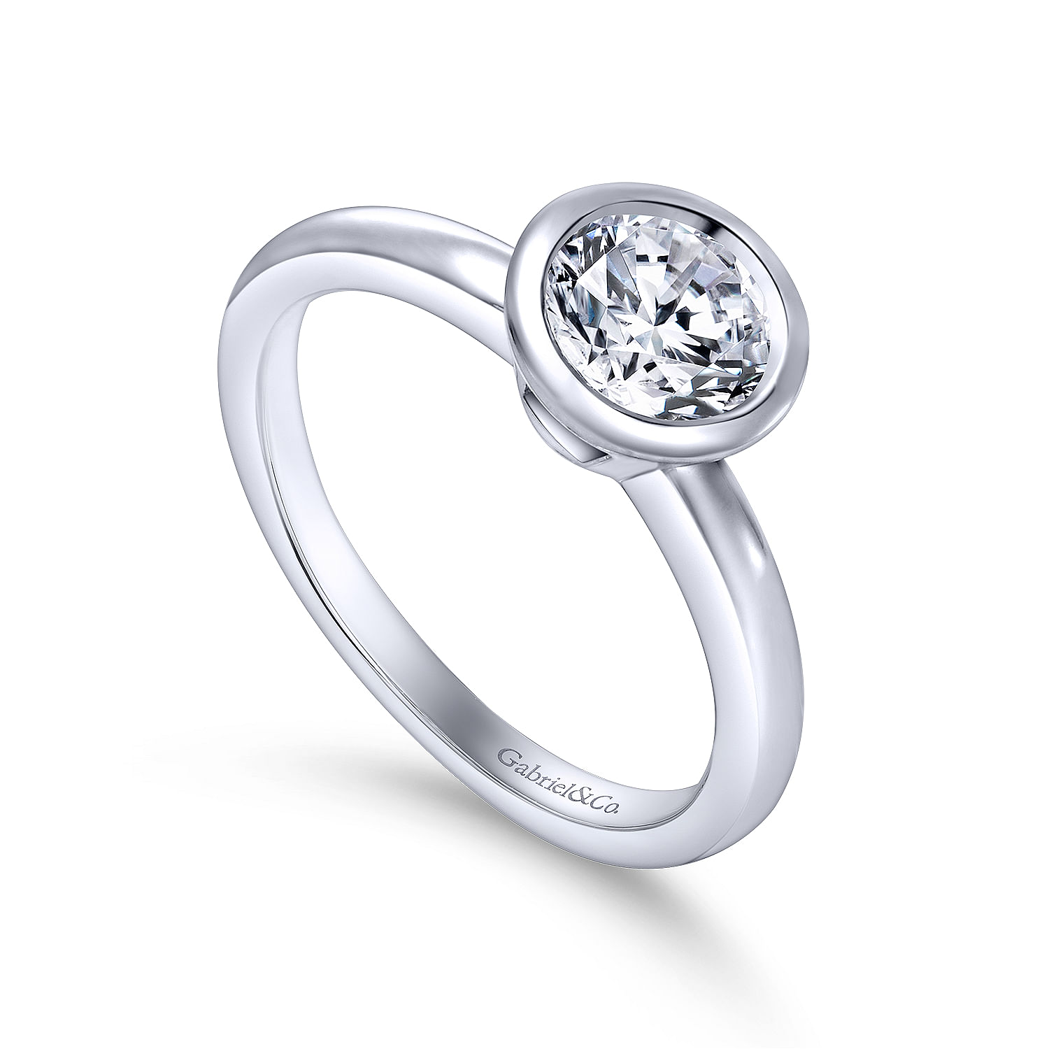 14k White Gold Solitaire Engagement Ring angle 3 14k White Gold Solitaire Engagement Ring angle 3