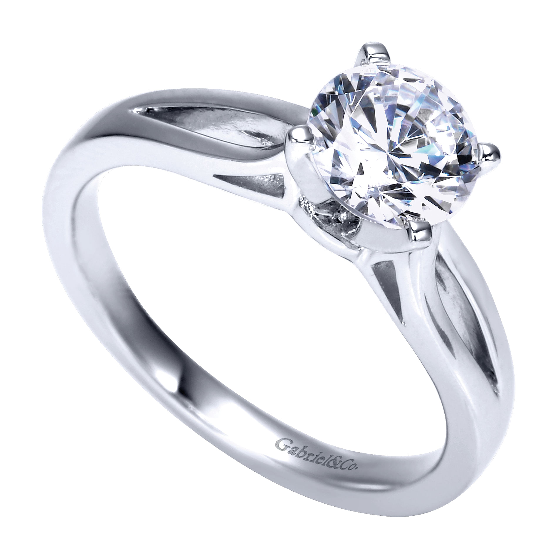 14k White Gold Solitaire Engagement Ring angle 3 14k White Gold Solitaire Engagement Ring angle 3