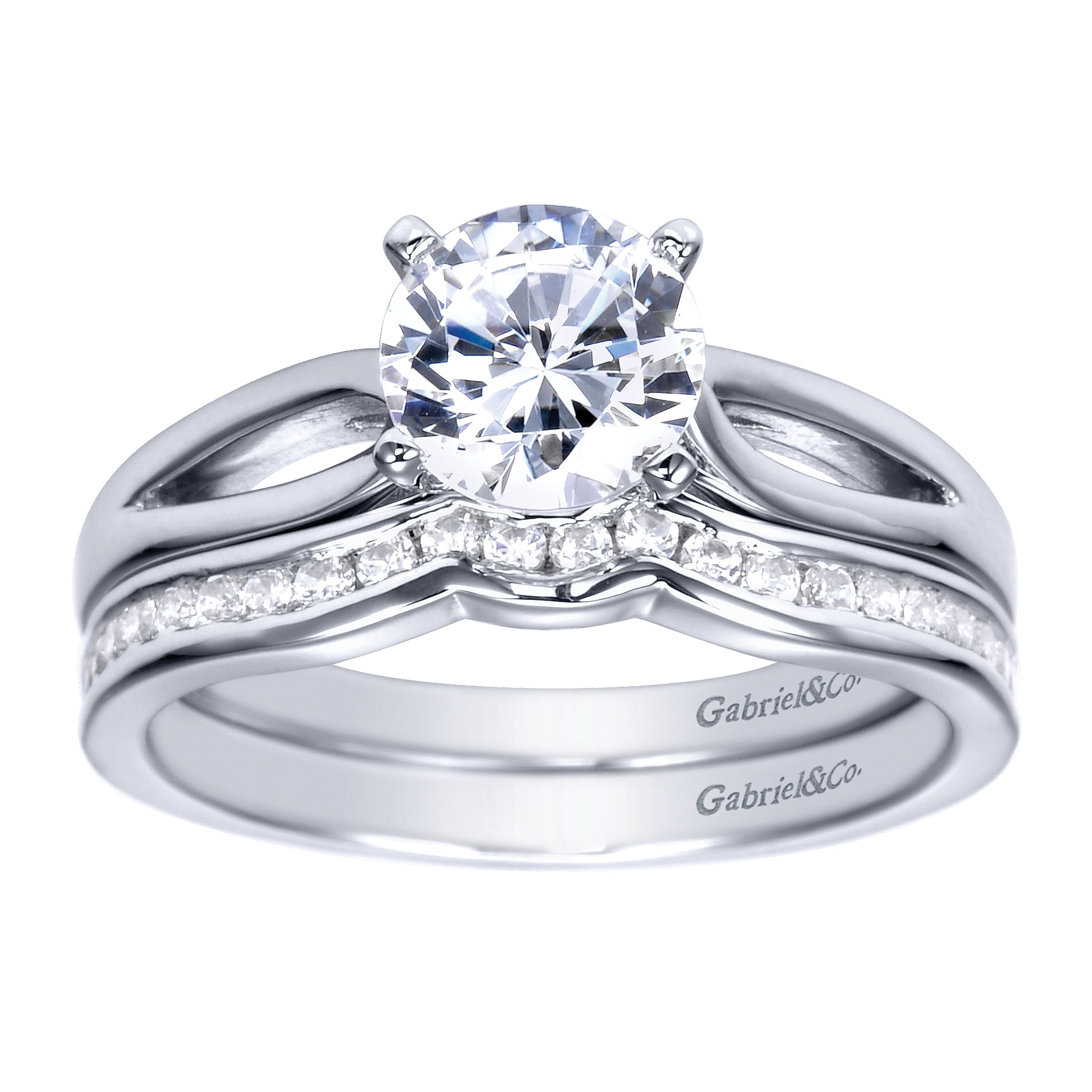14k White Gold Solitaire Engagement Ring angle 4 14k White Gold Solitaire Engagement Ring angle 4