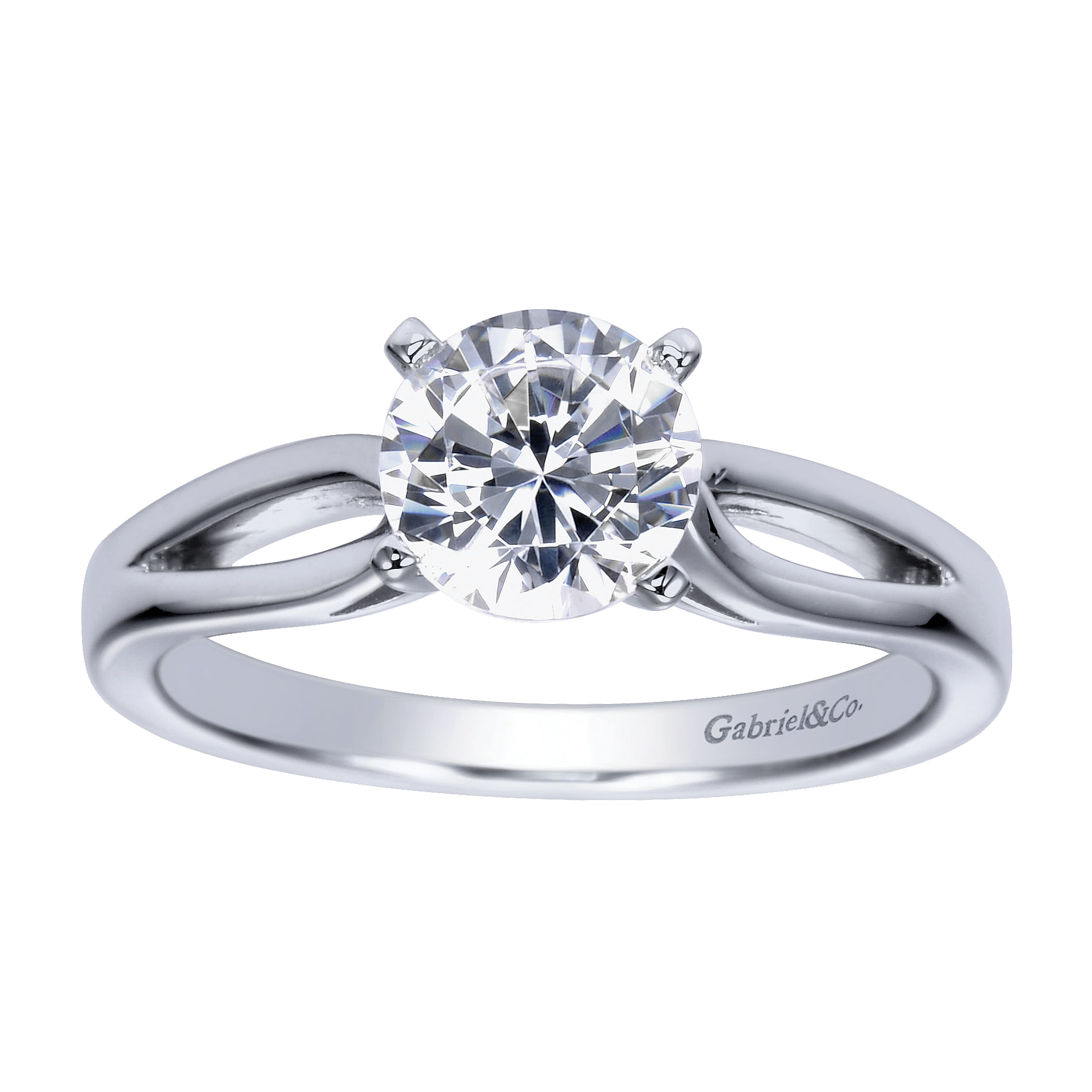 14k White Gold Solitaire Engagement Ring angle 5 14k White Gold Solitaire Engagement Ring angle 5