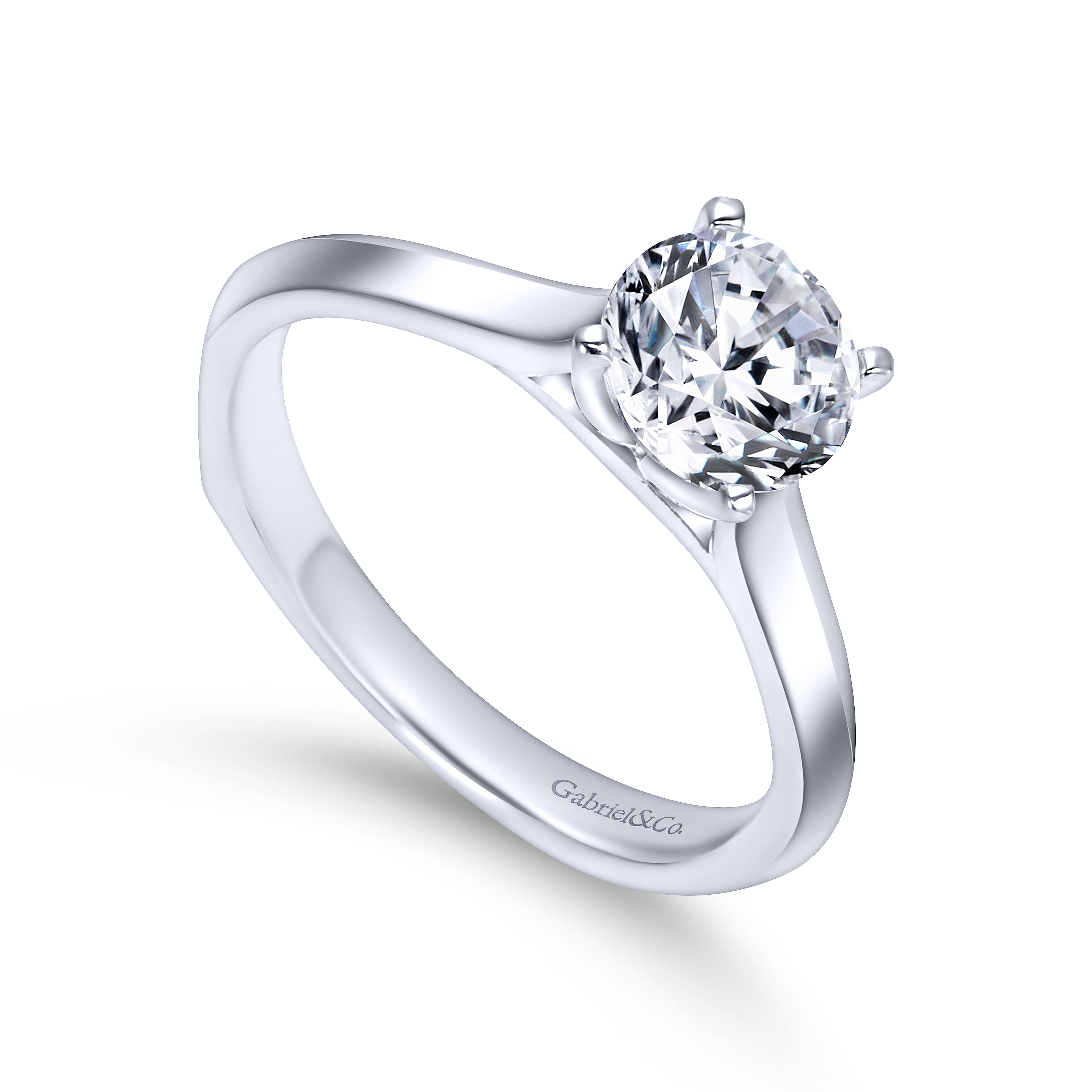 14k White Gold Solitaire Engagement Ring angle 3 14k White Gold Solitaire Engagement Ring angle 3