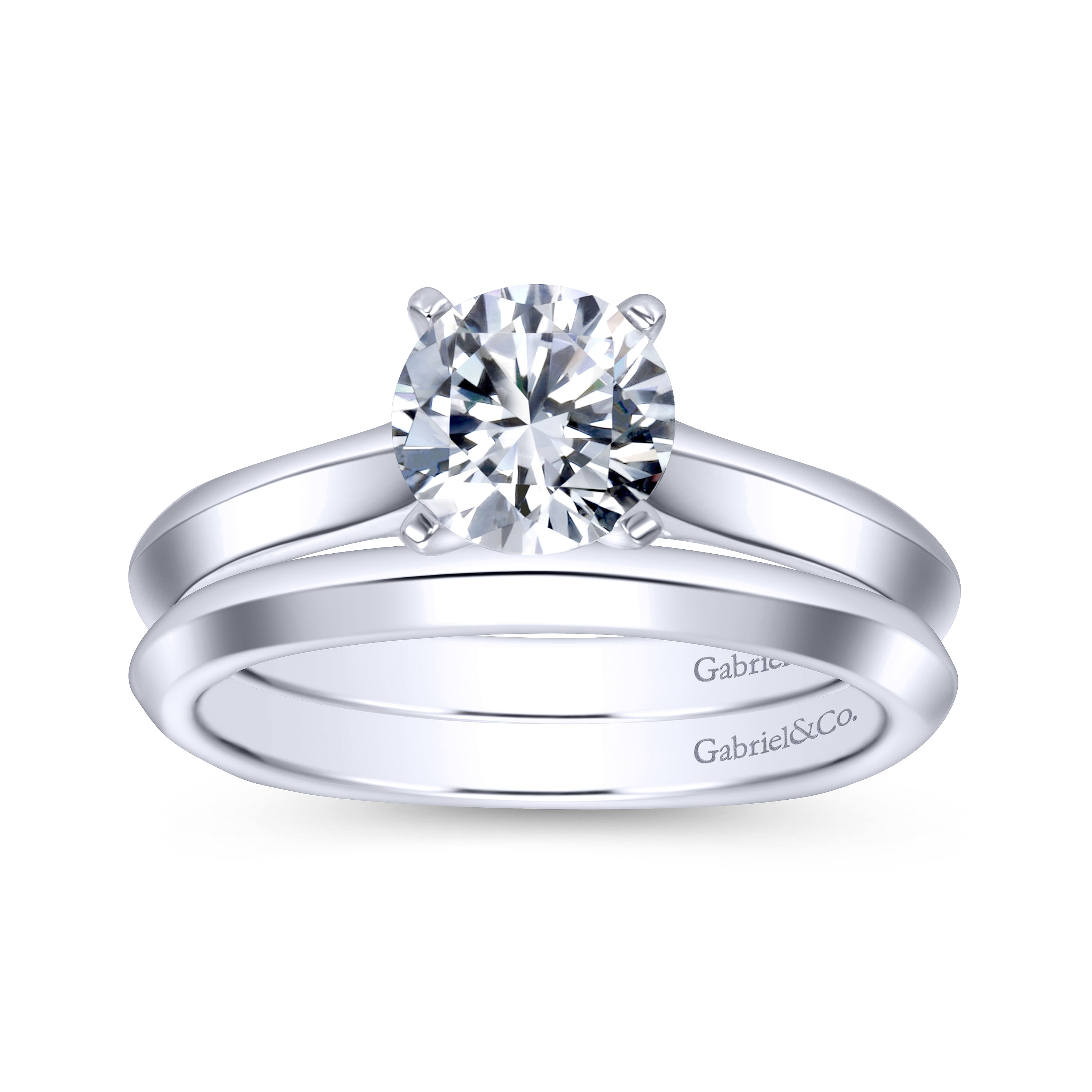 14k White Gold Solitaire Engagement Ring angle 4 14k White Gold Solitaire Engagement Ring angle 4