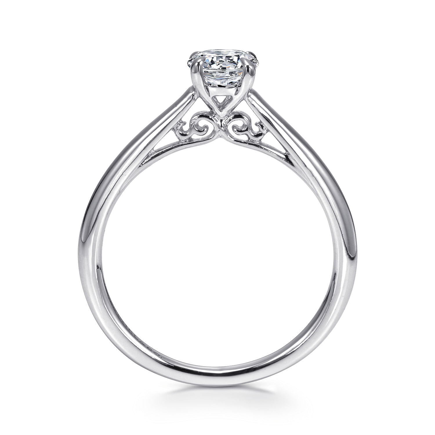 14k White Gold Solitaire Engagement Ring angle 2 14k White Gold Solitaire Engagement Ring angle 2