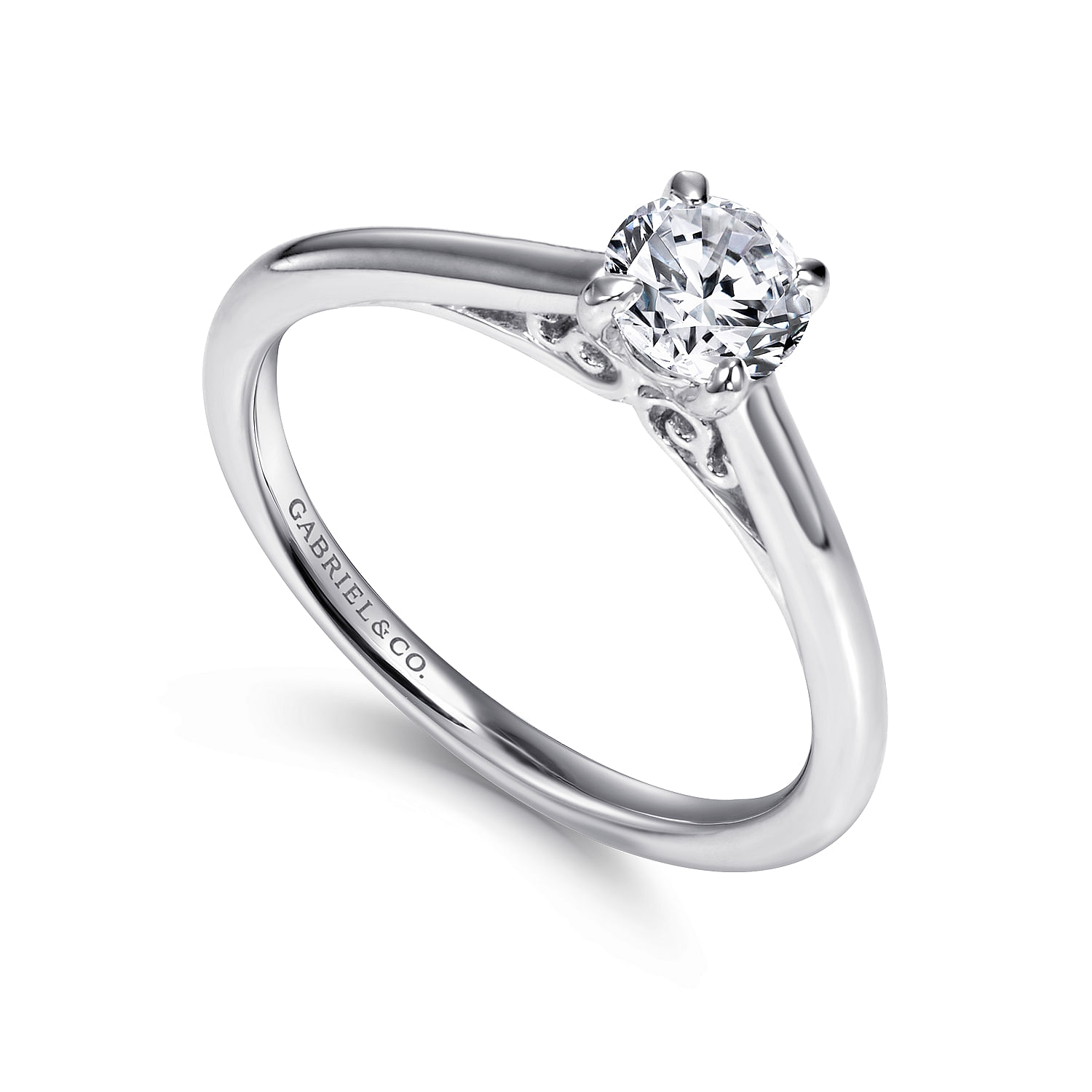 14k White Gold Solitaire Engagement Ring angle 3 14k White Gold Solitaire Engagement Ring angle 3