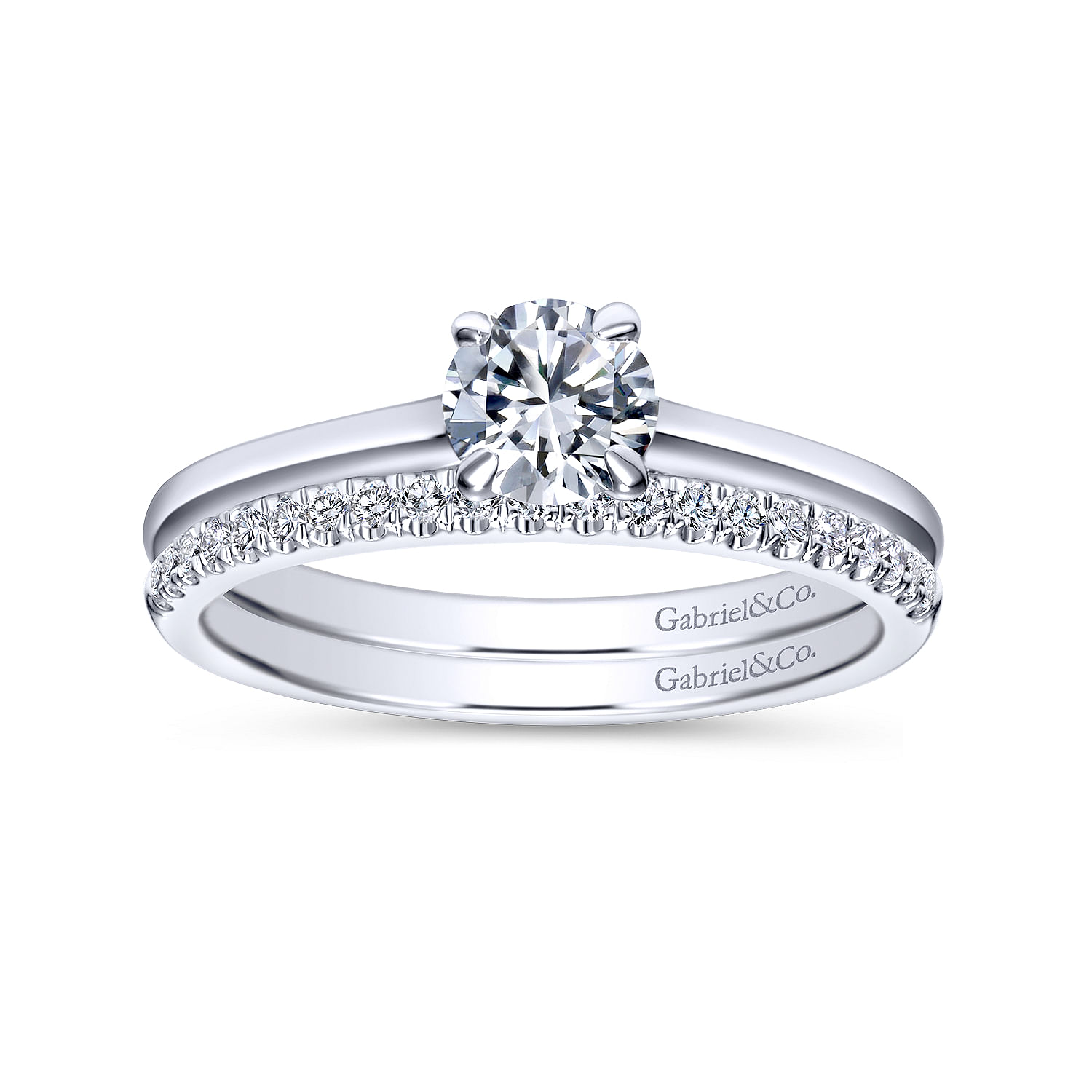 14k White Gold Solitaire Engagement Ring angle 4 14k White Gold Solitaire Engagement Ring angle 4