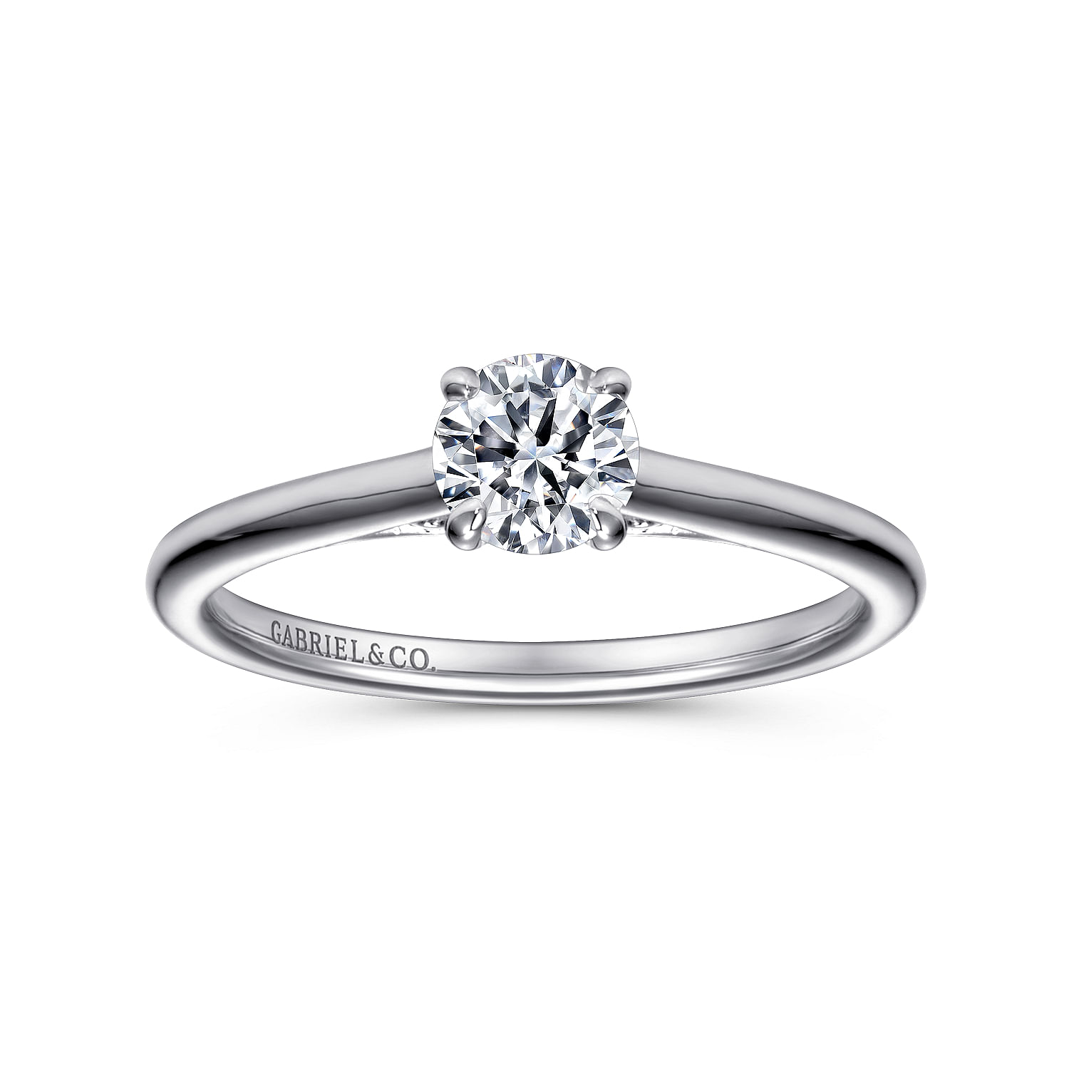 14k White Gold Solitaire Engagement Ring angle 5 14k White Gold Solitaire Engagement Ring angle 5