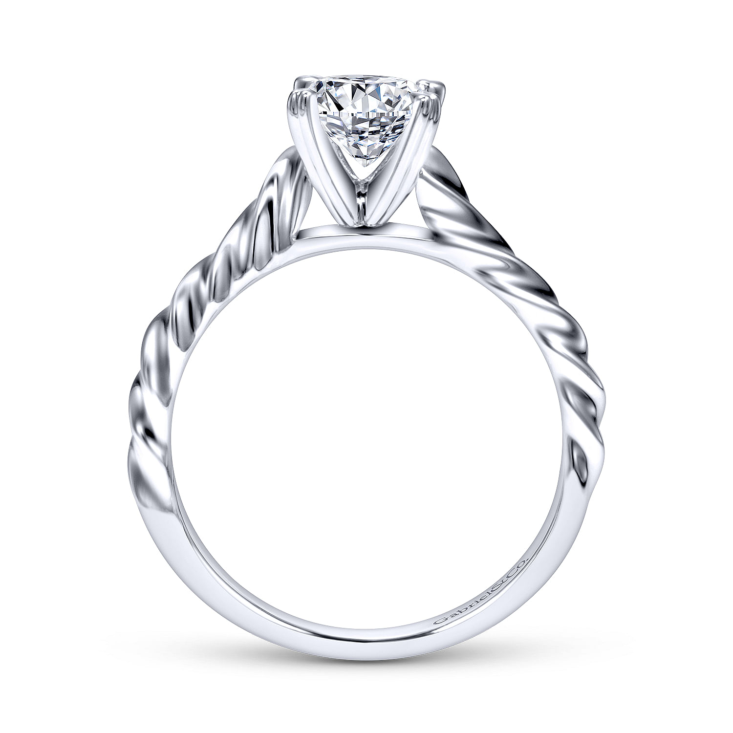 14k White Gold Solitaire Engagement Ring angle 2 14k White Gold Solitaire Engagement Ring angle 2