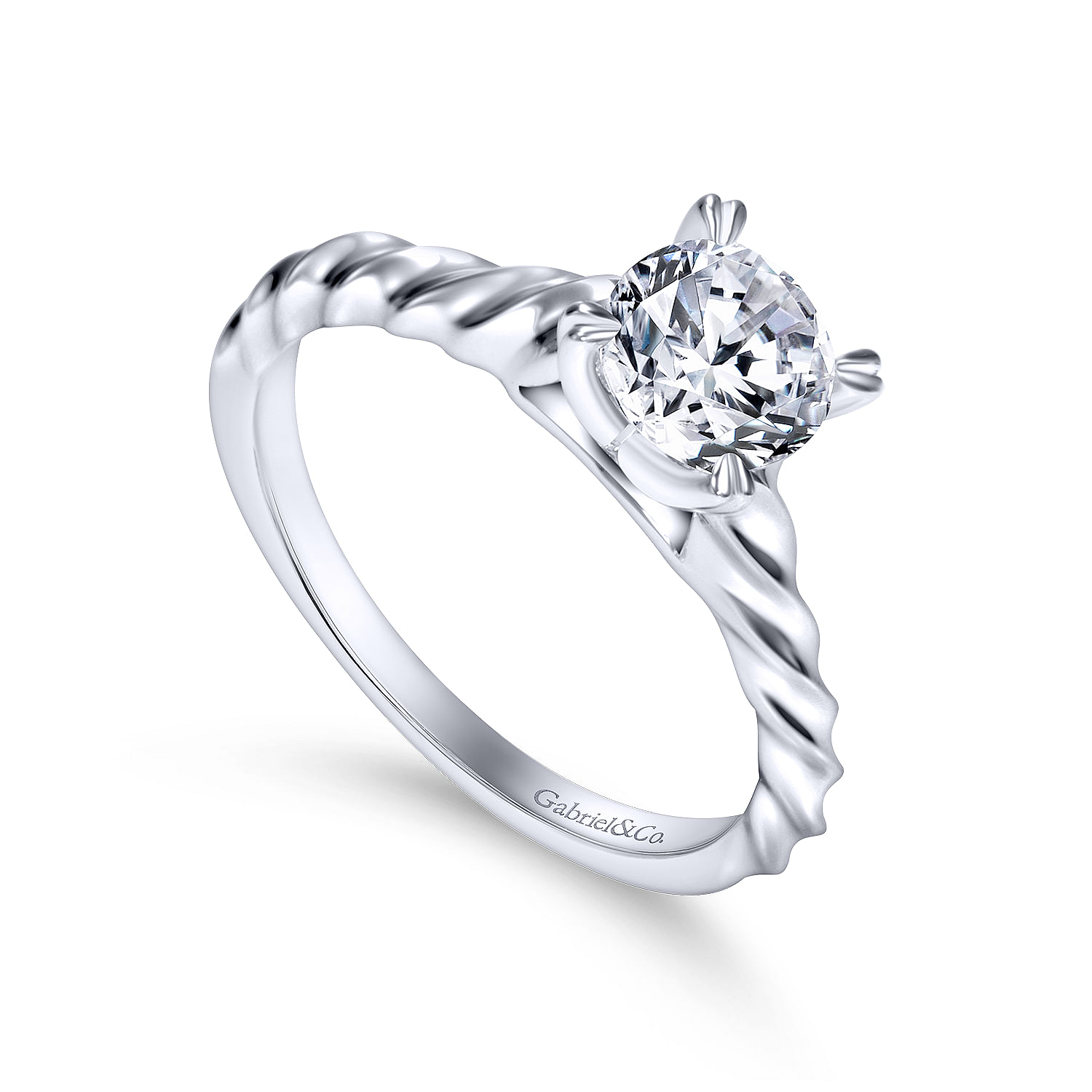14k White Gold Solitaire Engagement Ring angle 3 14k White Gold Solitaire Engagement Ring angle 3