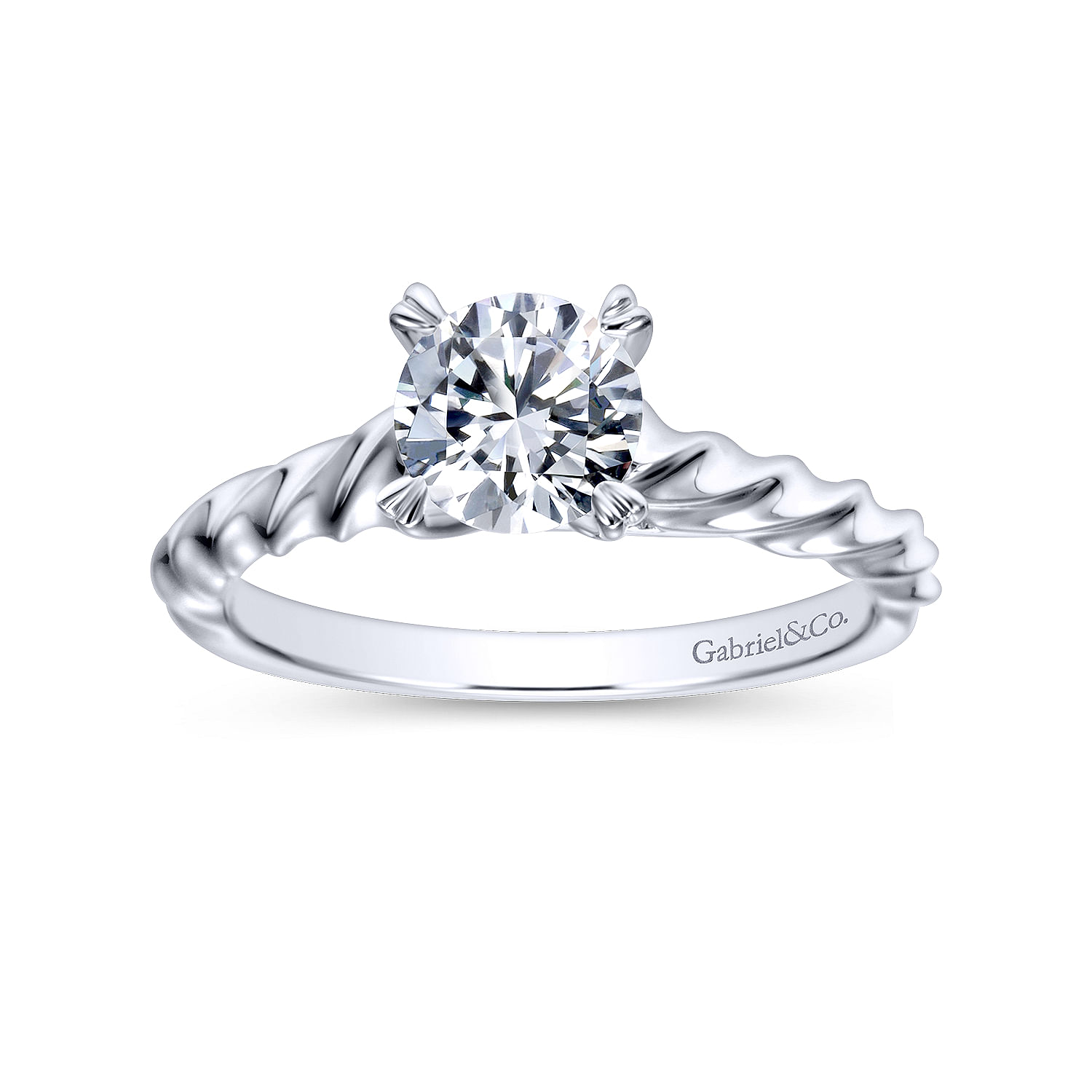 14k White Gold Solitaire Engagement Ring angle 5 14k White Gold Solitaire Engagement Ring angle 5