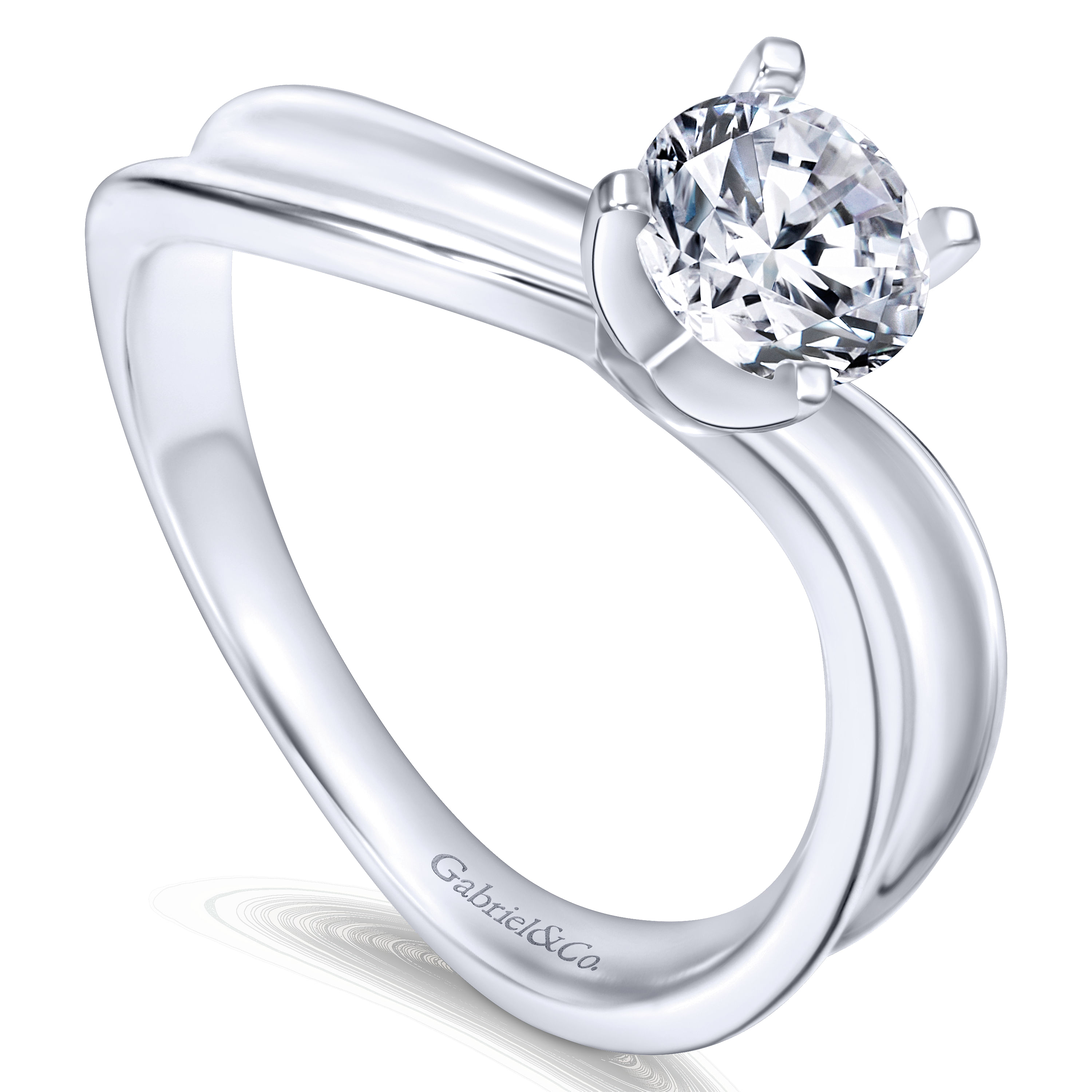 14k White Gold Solitaire Engagement Ring angle 3 14k White Gold Solitaire Engagement Ring angle 3