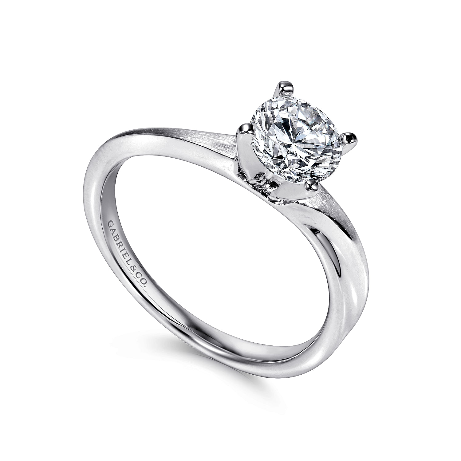 14k White Gold Solitaire Engagement Ring angle 3 14k White Gold Solitaire Engagement Ring angle 3