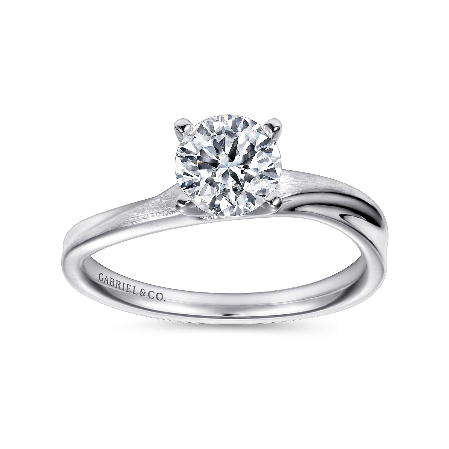14k White Gold Solitaire Engagement Ring angle 5 14k White Gold Solitaire Engagement Ring angle 5