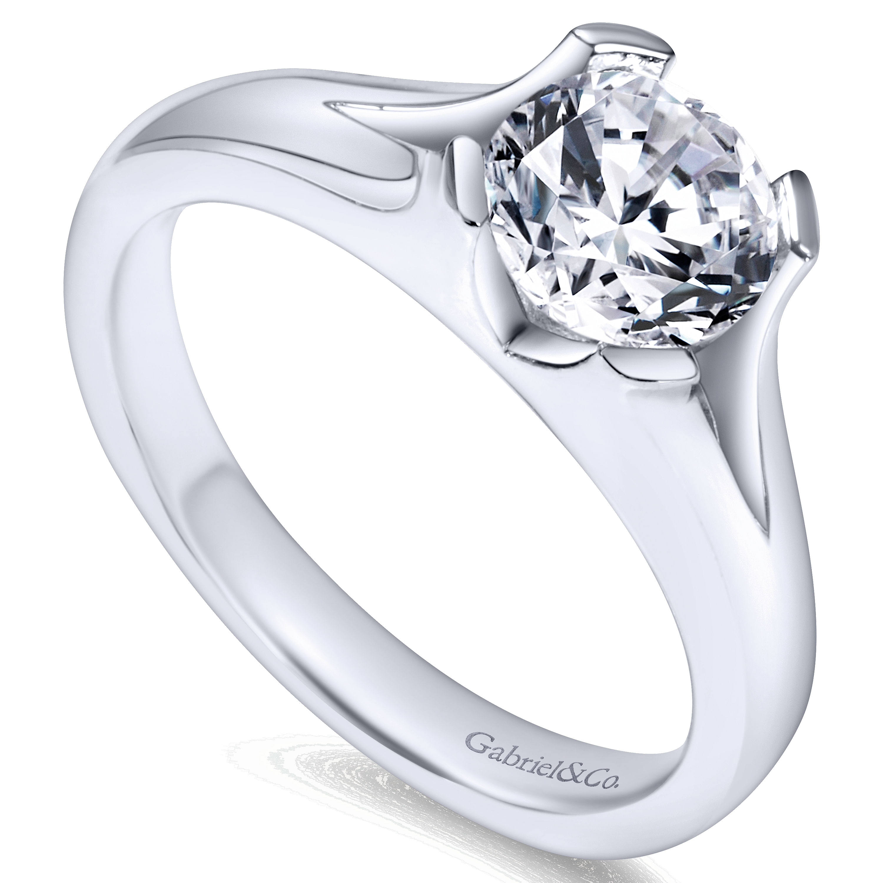 14k White Gold Solitaire Engagement Ring angle 3 14k White Gold Solitaire Engagement Ring angle 3
