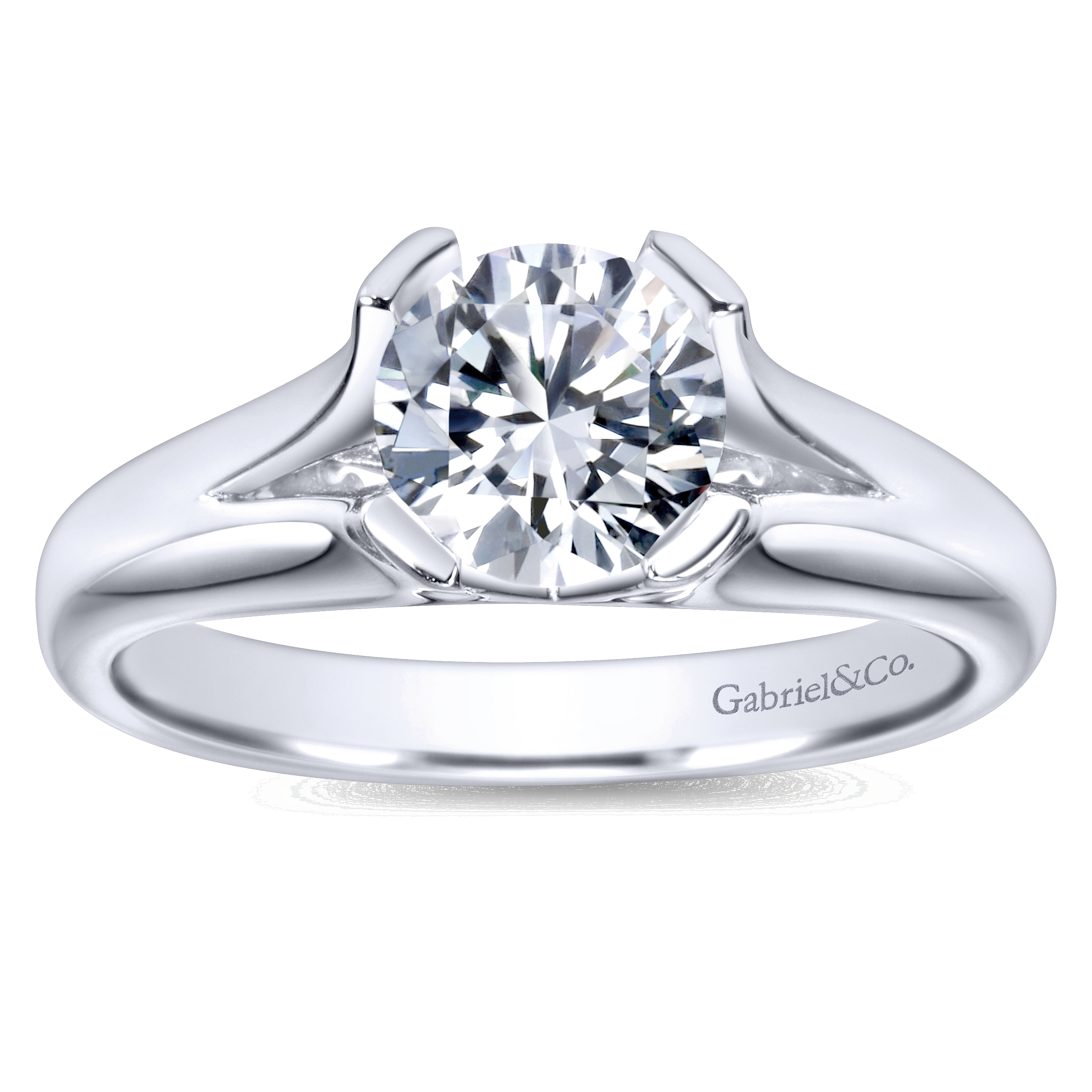 14k White Gold Solitaire Engagement Ring angle 5 14k White Gold Solitaire Engagement Ring angle 5