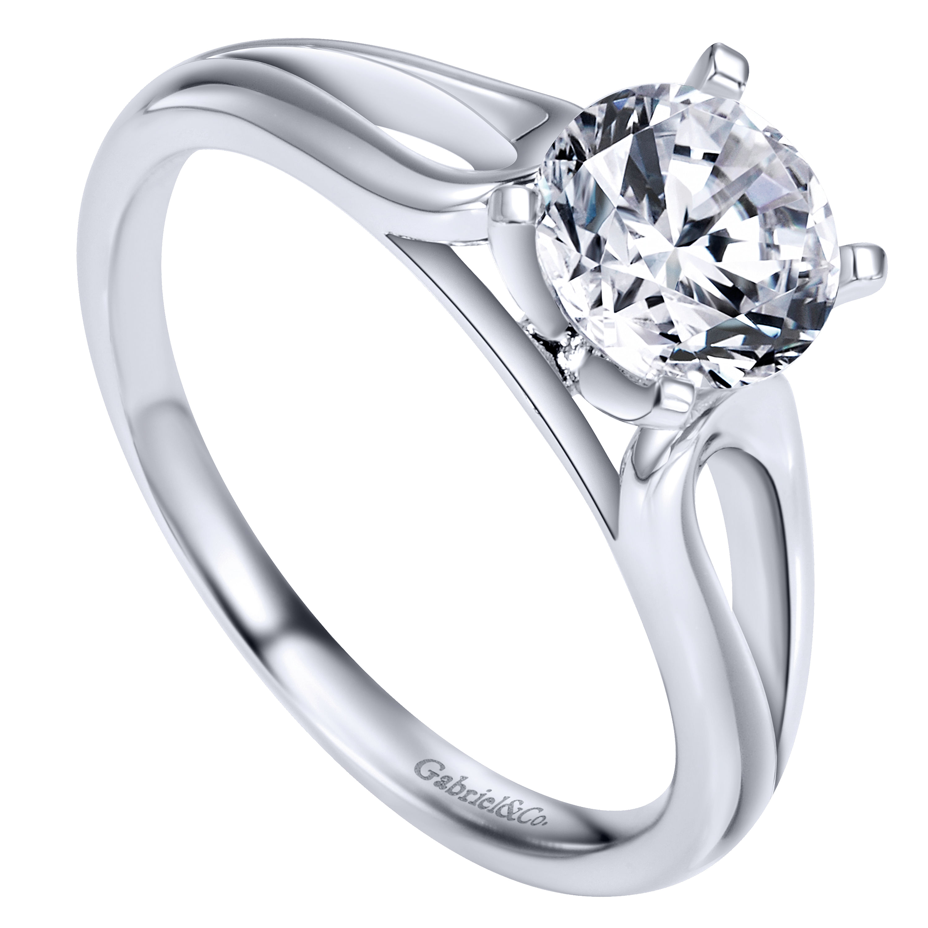 14k White Gold Solitaire Engagement Ring angle 3 14k White Gold Solitaire Engagement Ring angle 3