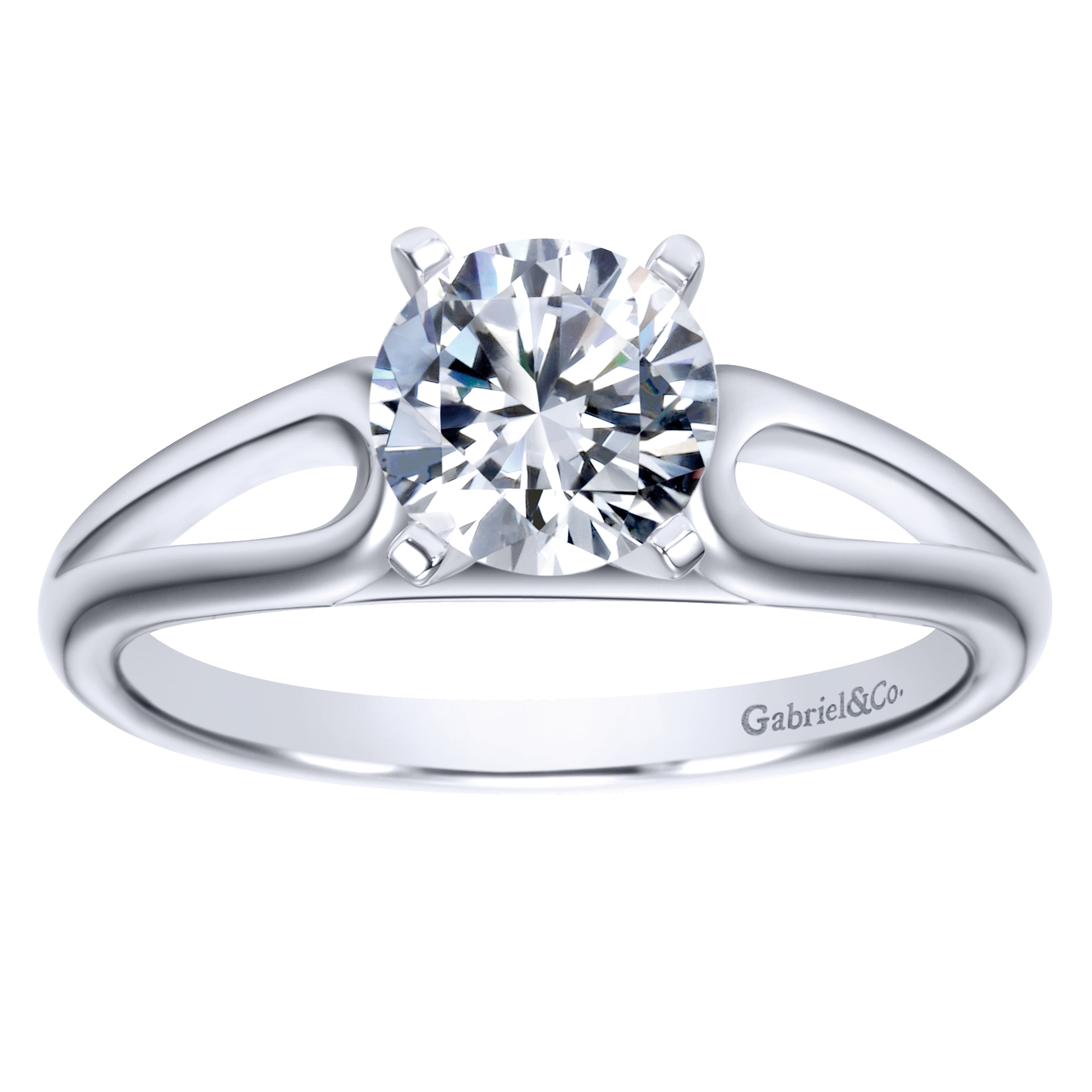 14k White Gold Solitaire Engagement Ring angle 5 14k White Gold Solitaire Engagement Ring angle 5