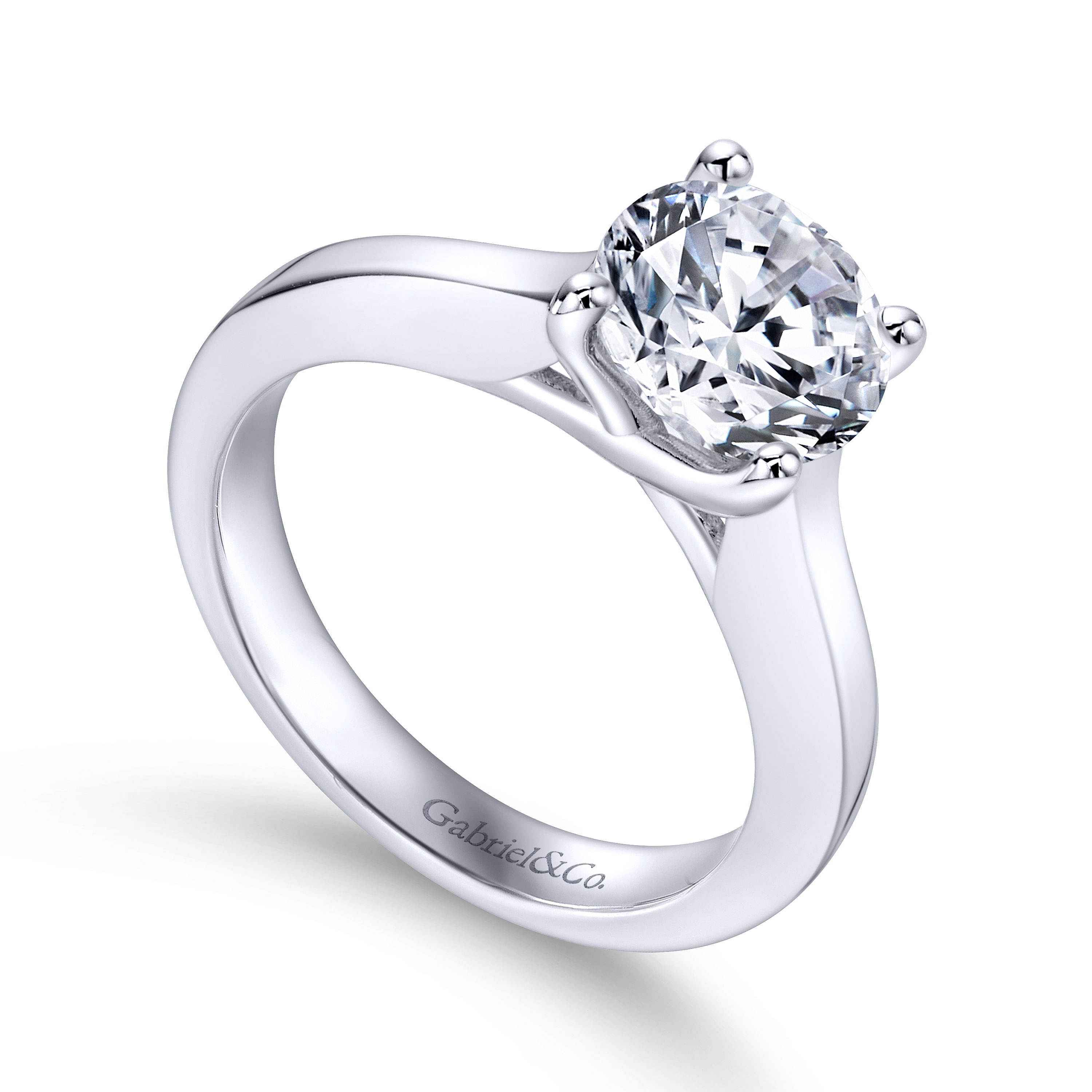 14k White Gold Solitaire Engagement Ring angle 3 14k White Gold Solitaire Engagement Ring angle 3