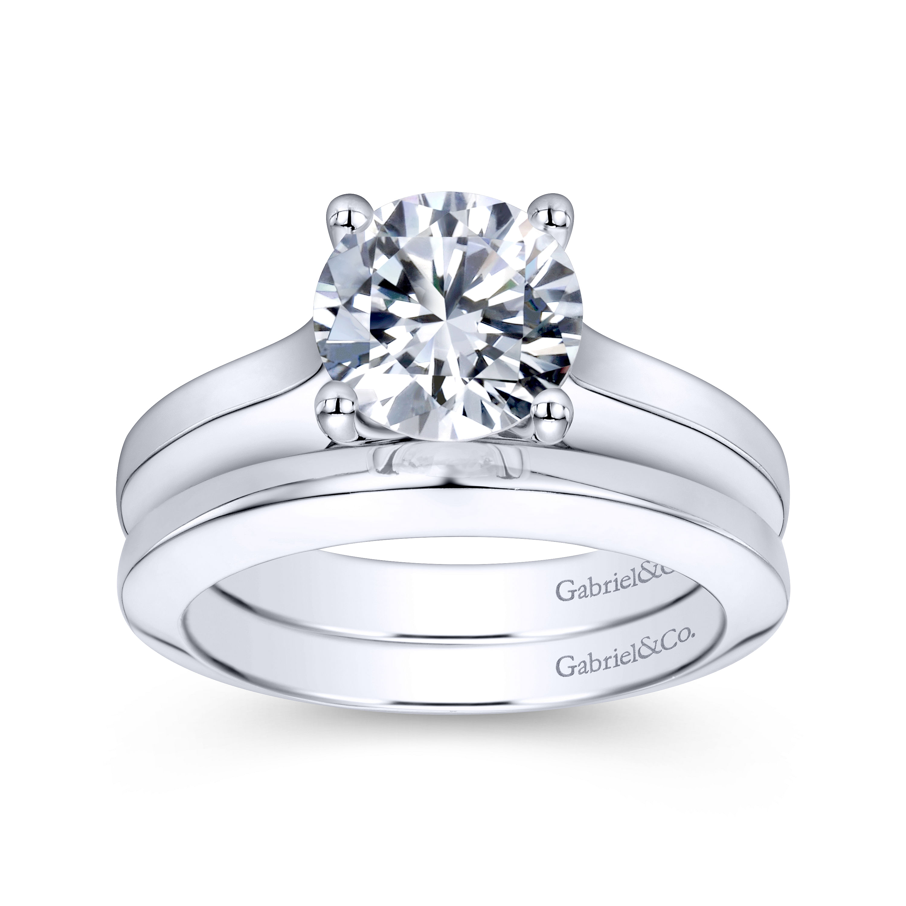 14k White Gold Solitaire Engagement Ring angle 4 14k White Gold Solitaire Engagement Ring angle 4