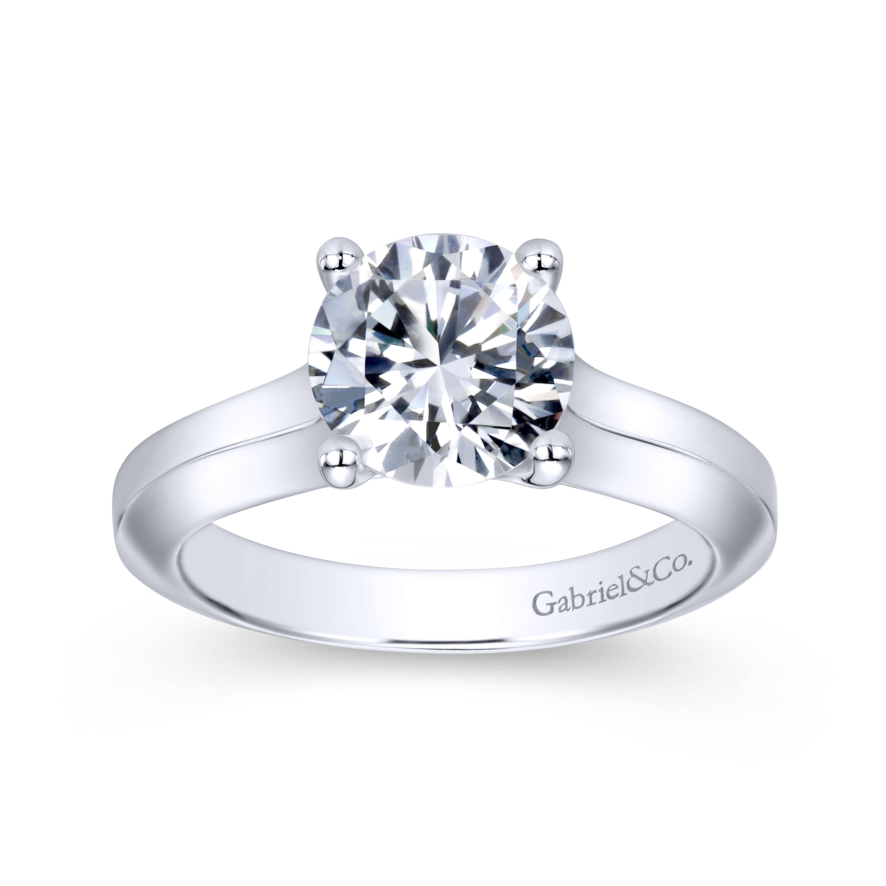 14k White Gold Solitaire Engagement Ring angle 5 14k White Gold Solitaire Engagement Ring angle 5
