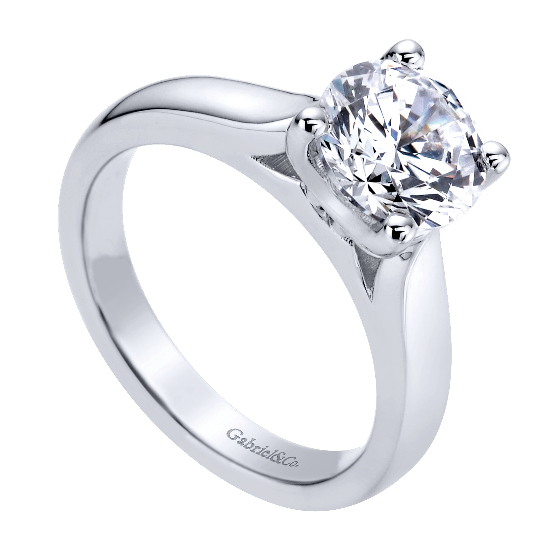 14k White Gold Solitaire Engagement Ring angle 3 14k White Gold Solitaire Engagement Ring angle 3